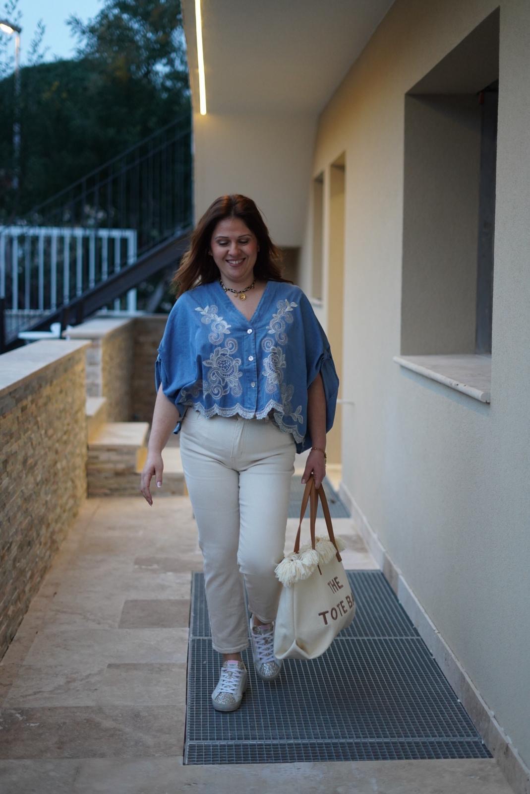 Chemise brodé en Denim Florine - Jad'Or la Mode- La mode au service-de-la-féminité