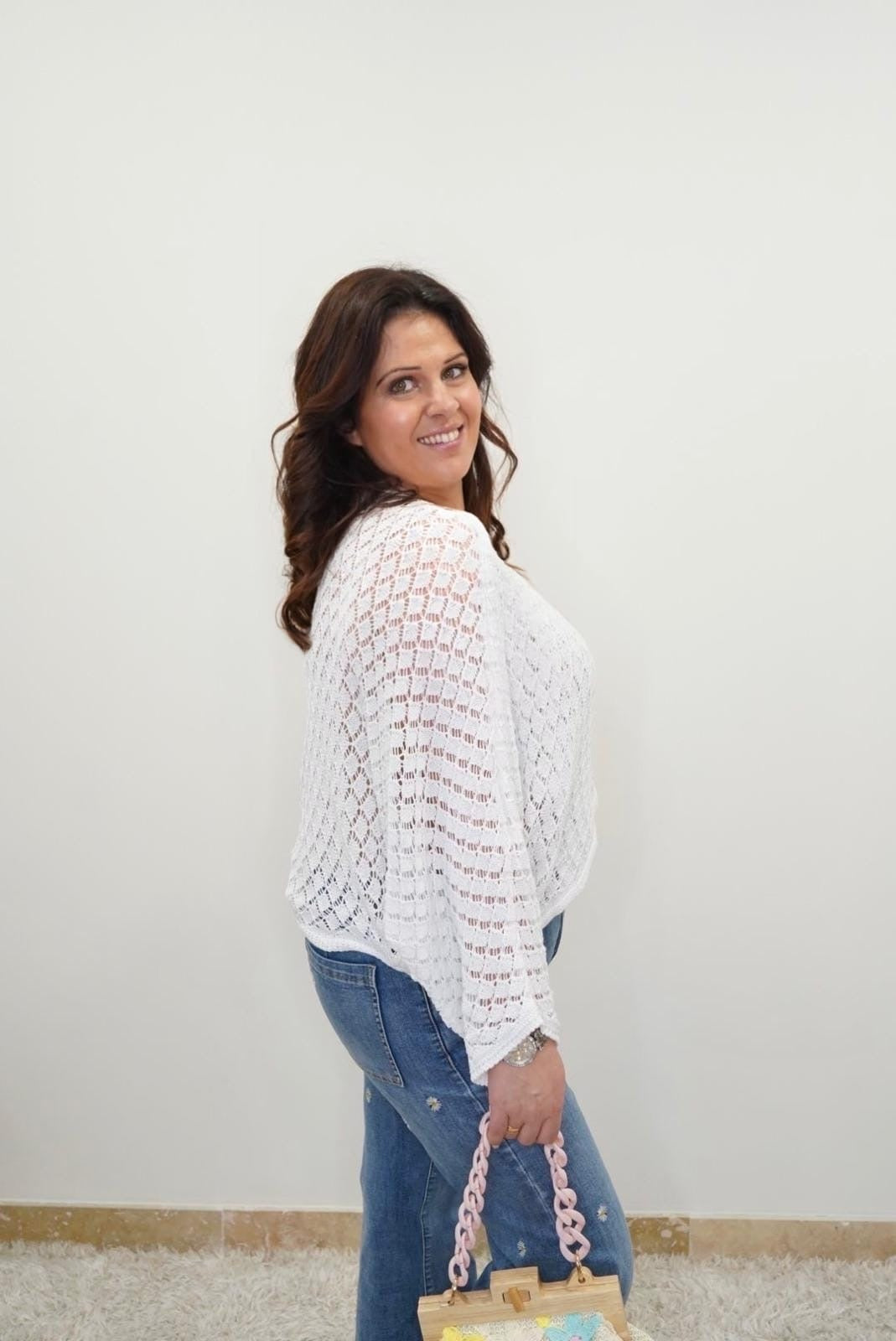Pull Mélissa Blanc - Manches évasées - Jad'Or la Mode- La mode au service-de-la-féminité