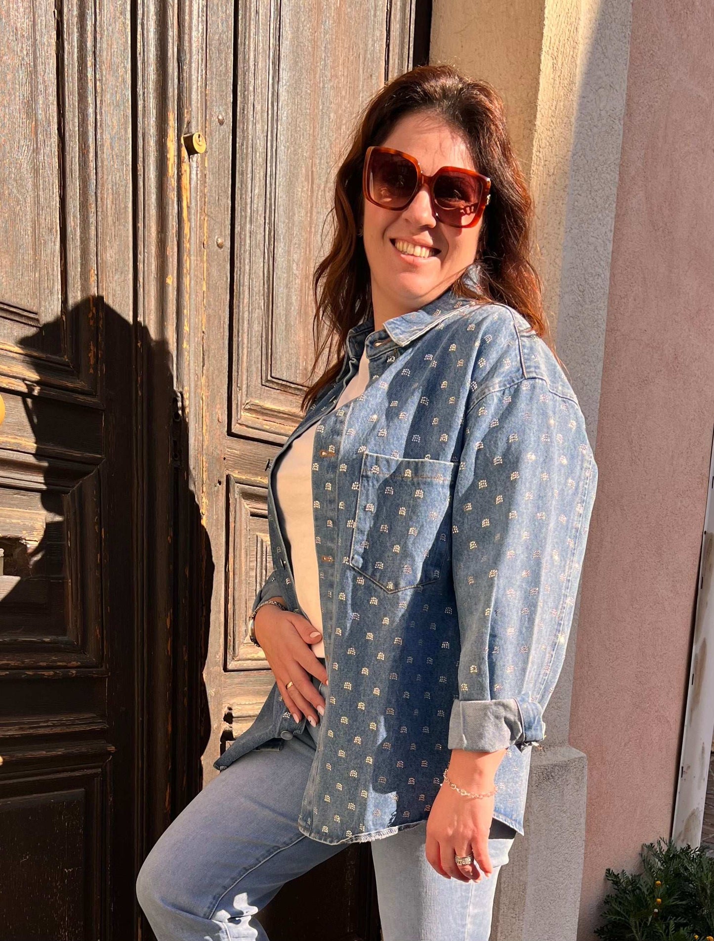 Veste Melissa en Denim et strass - Jad'Or la Mode- La mode au service-de-la-féminité