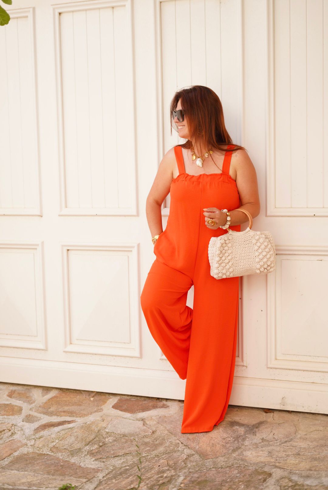 Combinaison fluide à bretelles, stylé et confortable - Orange