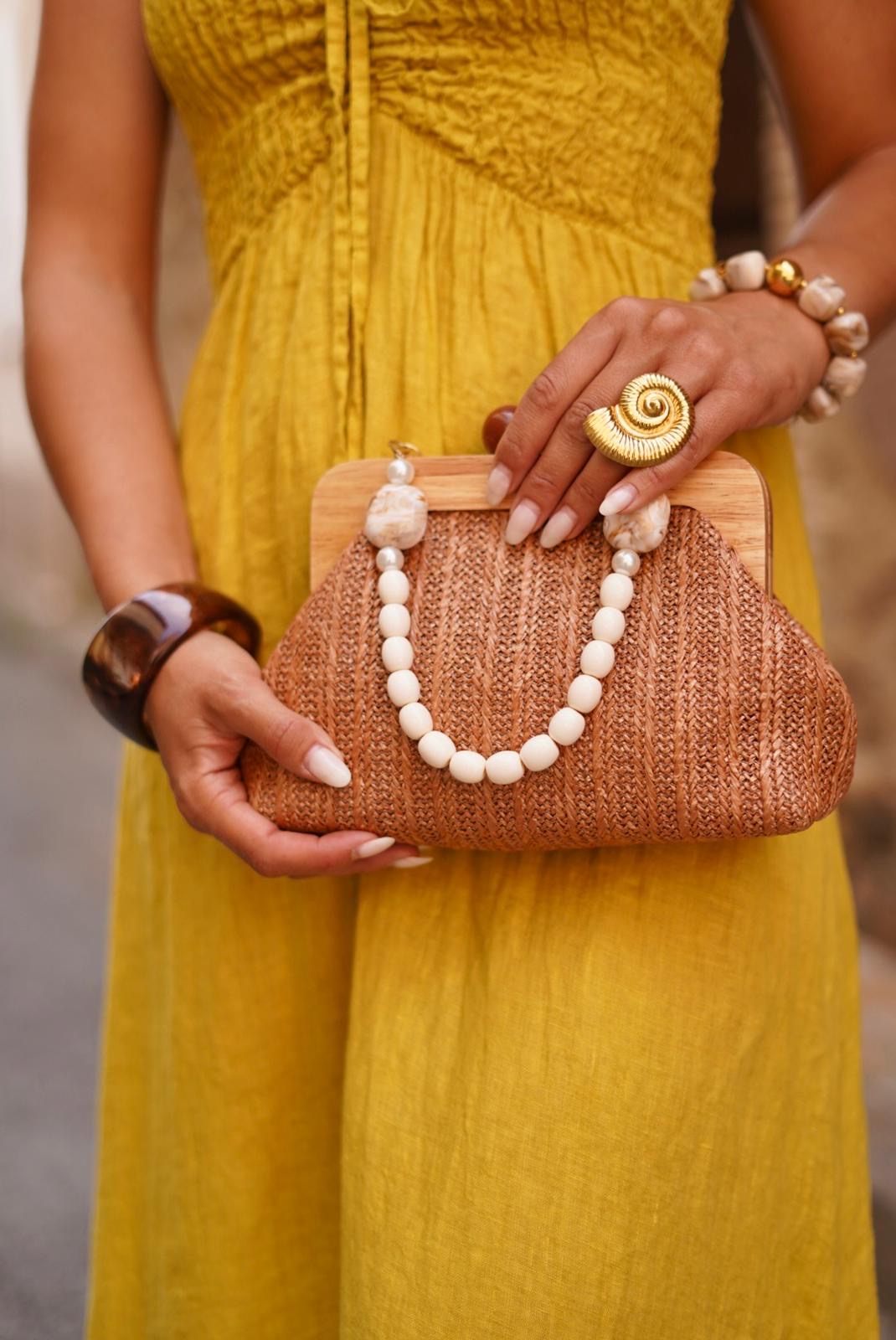 Bracelet jonc effet écaille – Marron caramel