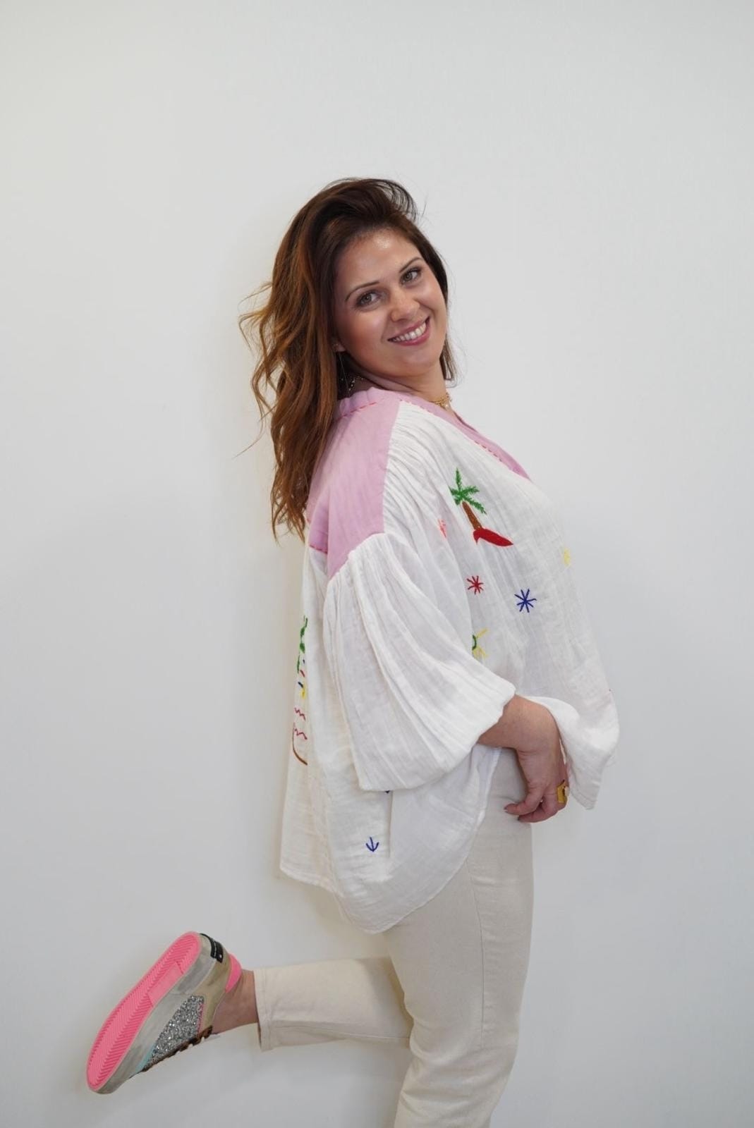 Chemise Bohème The Corner, en gaze de coton - Rose - Jad'Or la Mode- La mode au service-de-la-féminité