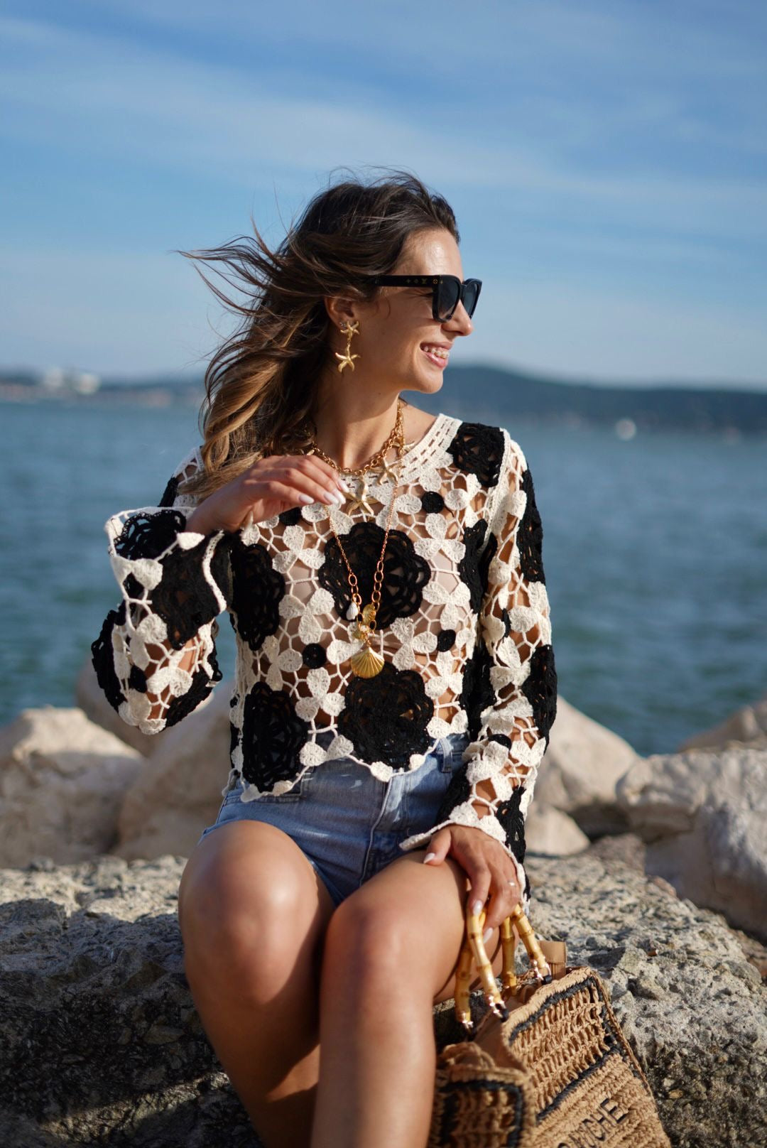 Boucles d’oreilles motif étoiles, en acier inoxydable doré