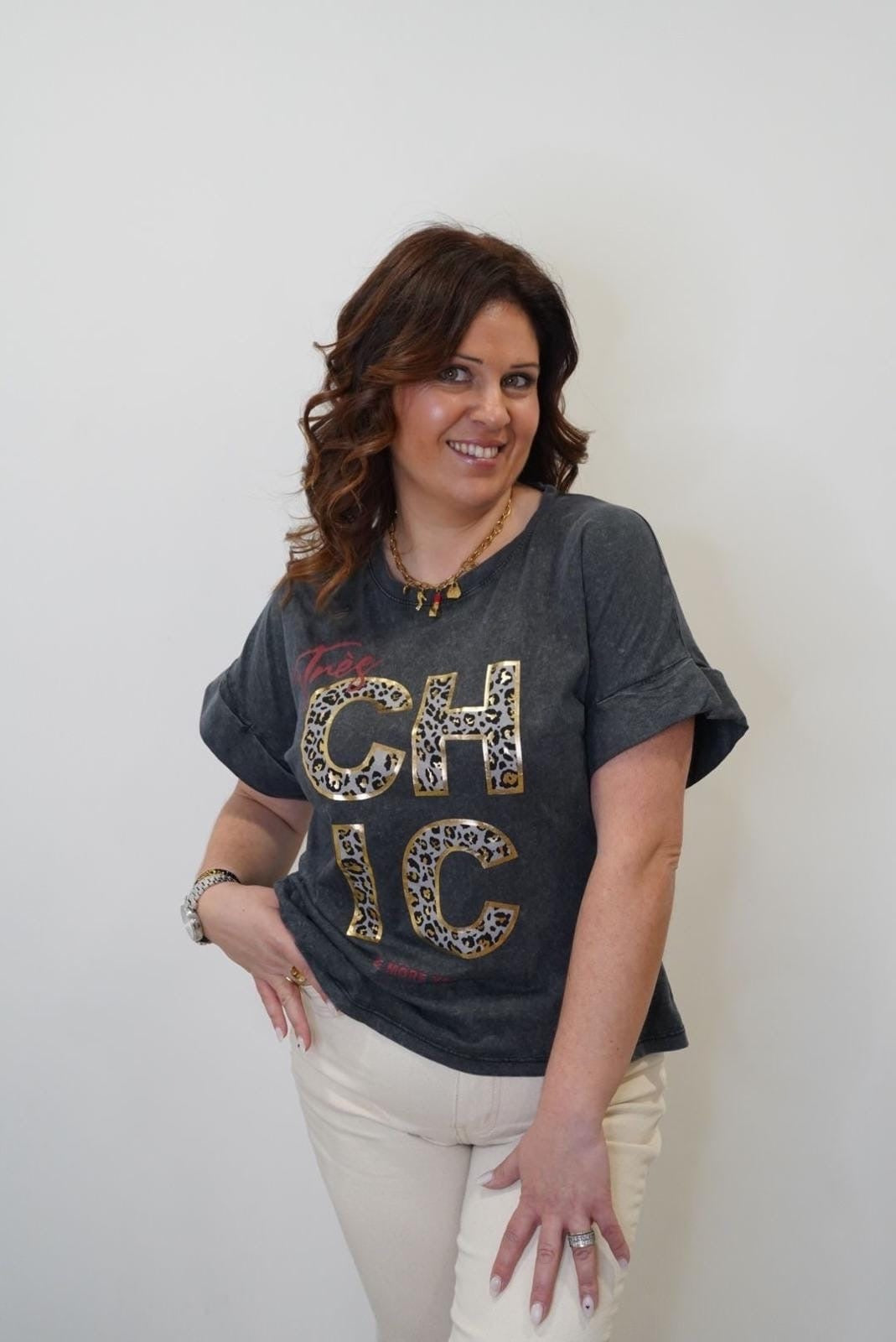 T-shirt Très Chic - Gris Foncé - Jad'Or la Mode- La mode au service-de-la-féminité