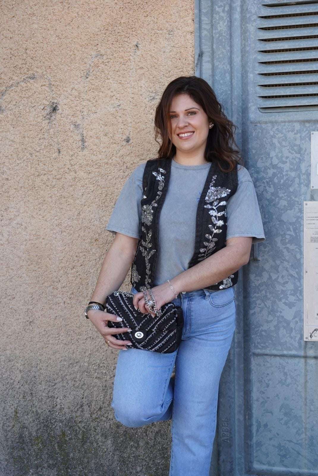 Gilet sans manches Denim - noir - Jad'Or la Mode- La mode au service-de-la-féminité