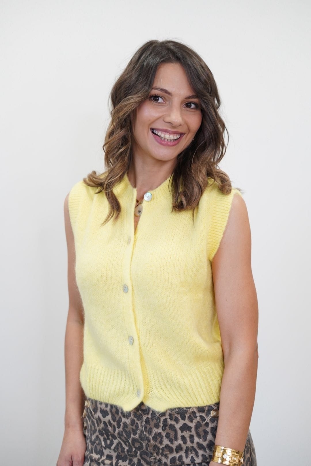Gilet Mohair sans manches - Jaune - Jad'Or la Mode- La mode au service-de-la-féminité