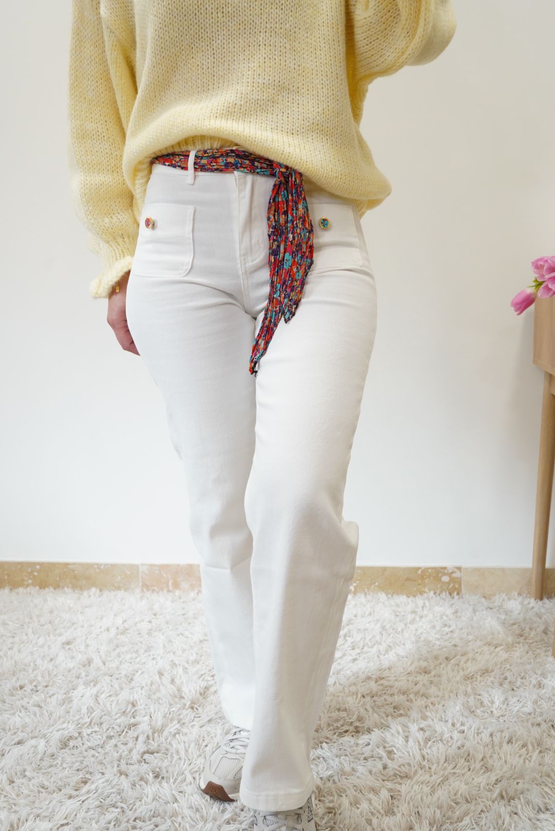 Jean Magui Wide Leg - blanc - Jad'Or la Mode- La mode au service-de-la-féminité