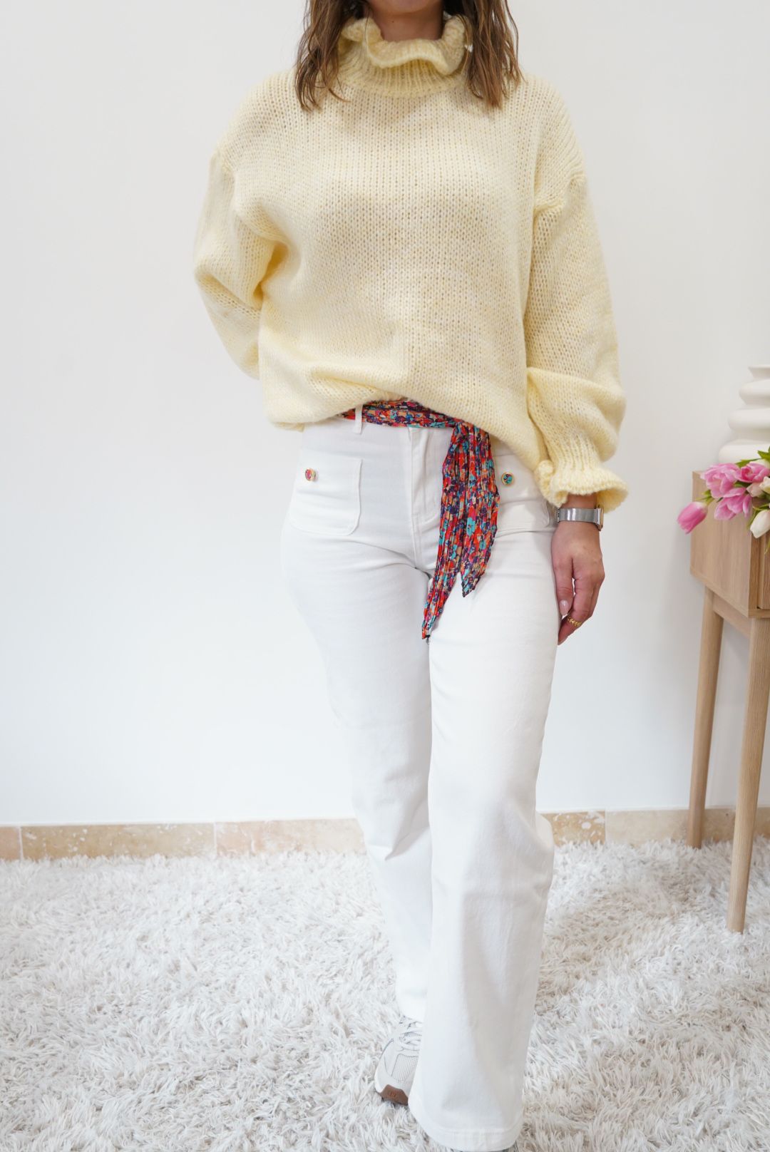 Jean Magui Wide Leg - blanc - Jad'Or la Mode- La mode au service-de-la-féminité