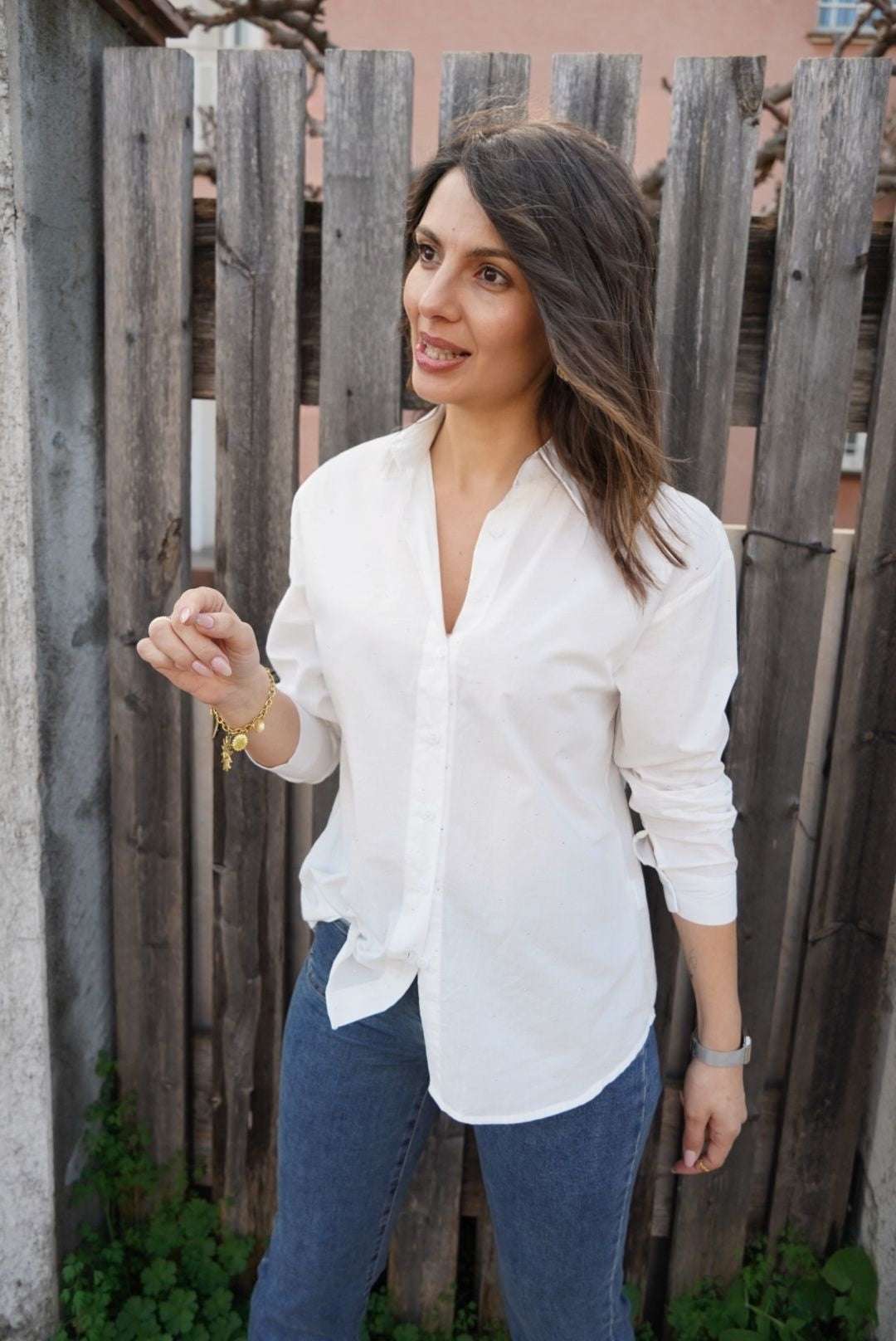 Chemise Ariane à strass - Blanche - Jad'Or la Mode- La mode au service-de-la-féminité