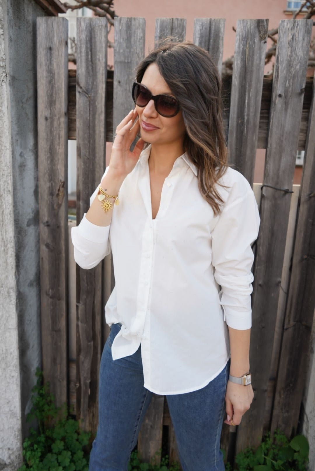 Chemise Ariane à strass - Blanche - Jad'Or la Mode- La mode au service-de-la-féminité
