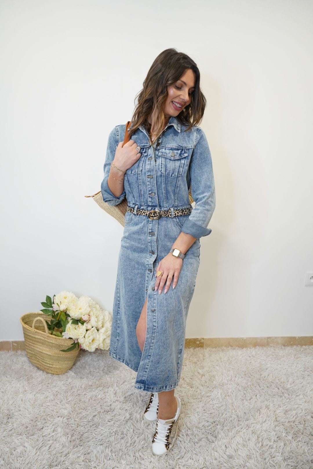 Robe Victoria boutonnée en jean - Jad'Or la Mode- La mode au service-de-la-féminité