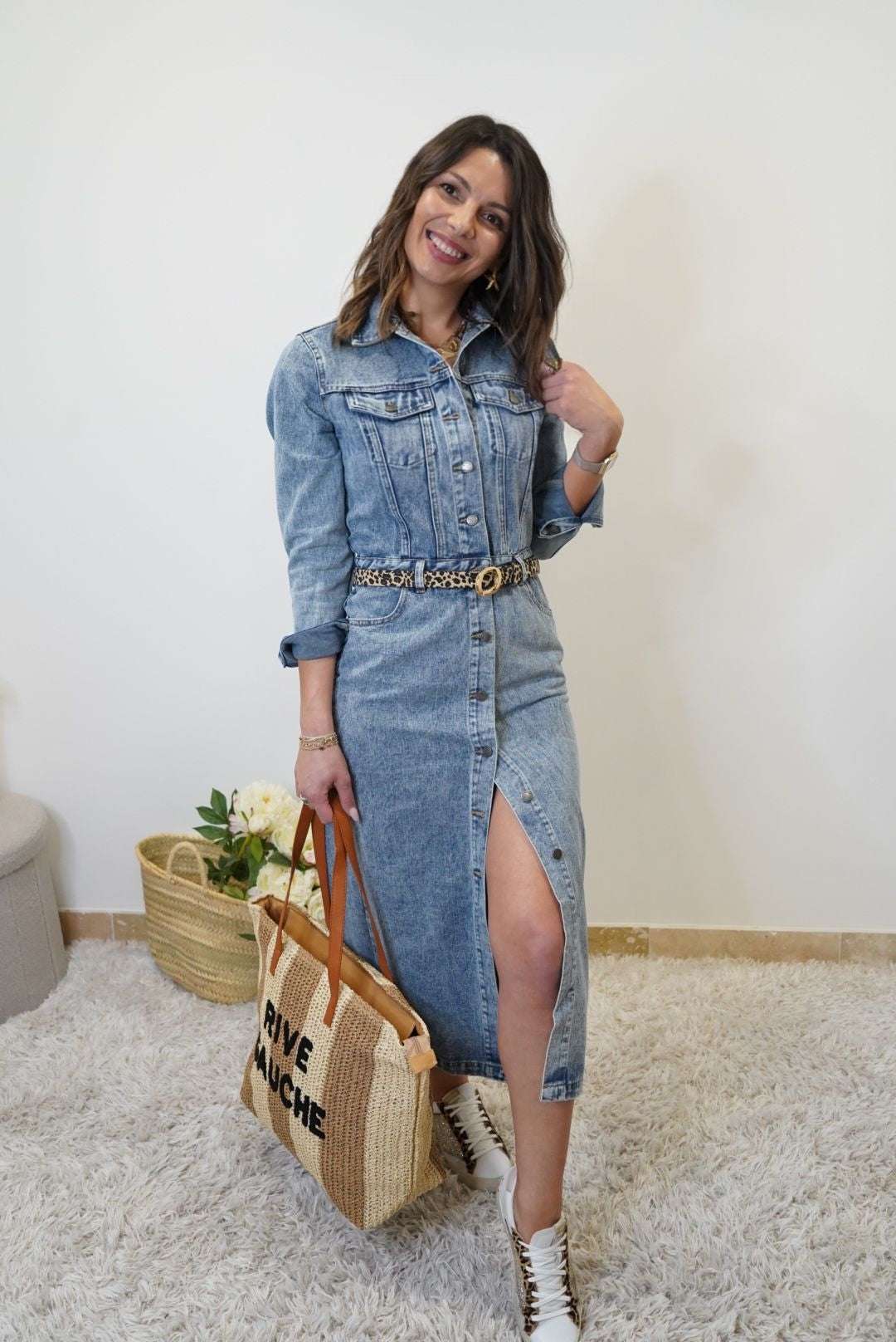 Robe Victoria boutonnée en jean - Jad'Or la Mode- La mode au service-de-la-féminité