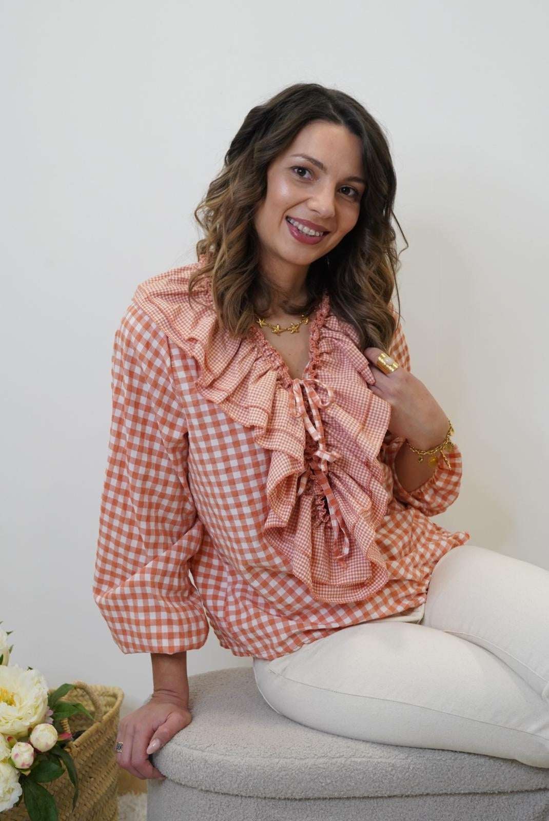 Blouse à volants Viky - Orange - Jad'Or la Mode- La mode au service-de-la-féminité