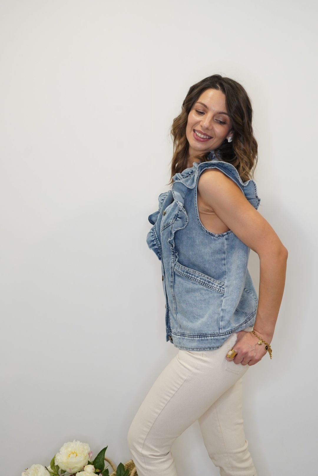 Gilet sans manches Lolly - Denim - Jad'Or la Mode- La mode au service-de-la-féminité