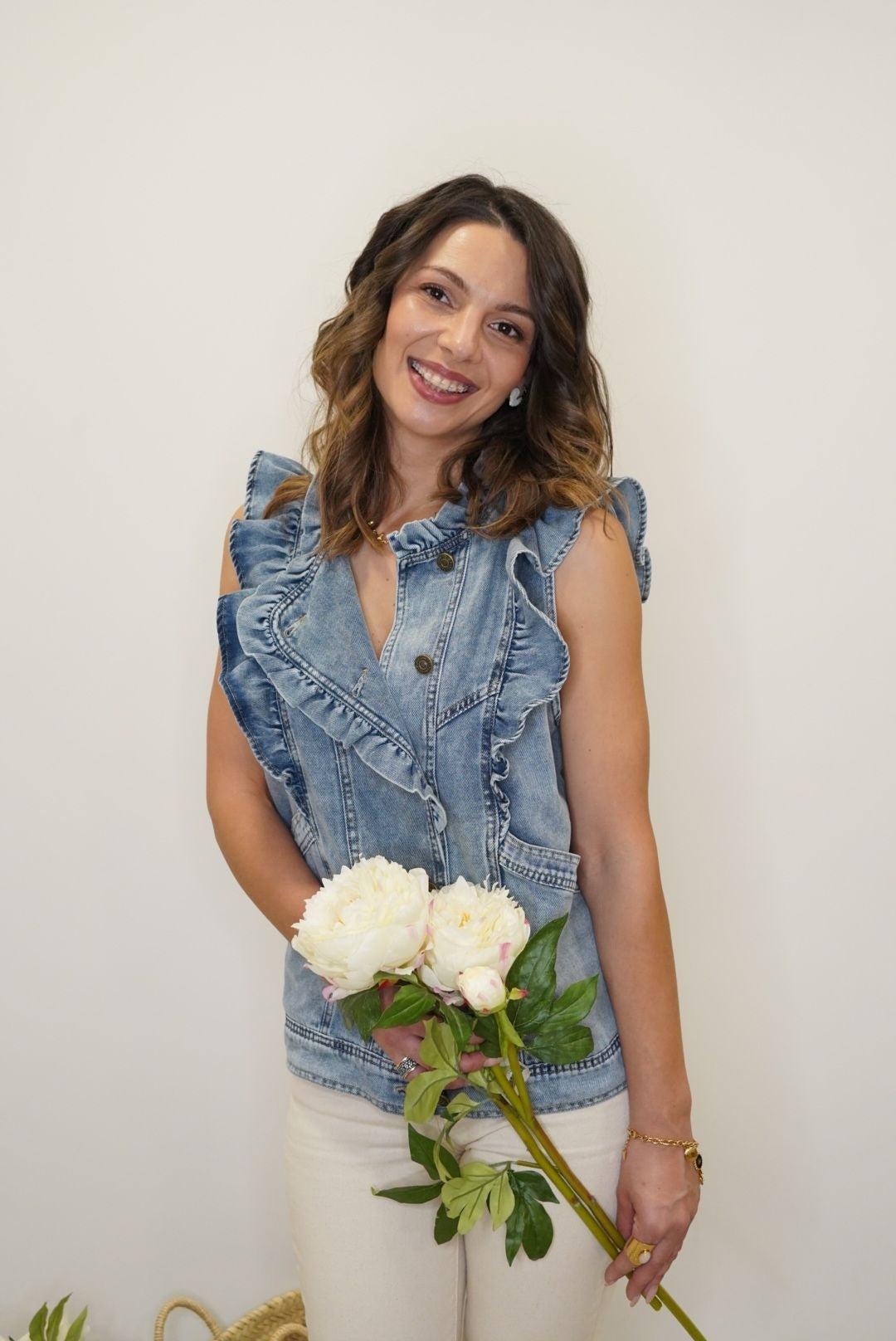 Gilet sans manches Lolly - Denim - Jad'Or la Mode- La mode au service-de-la-féminité