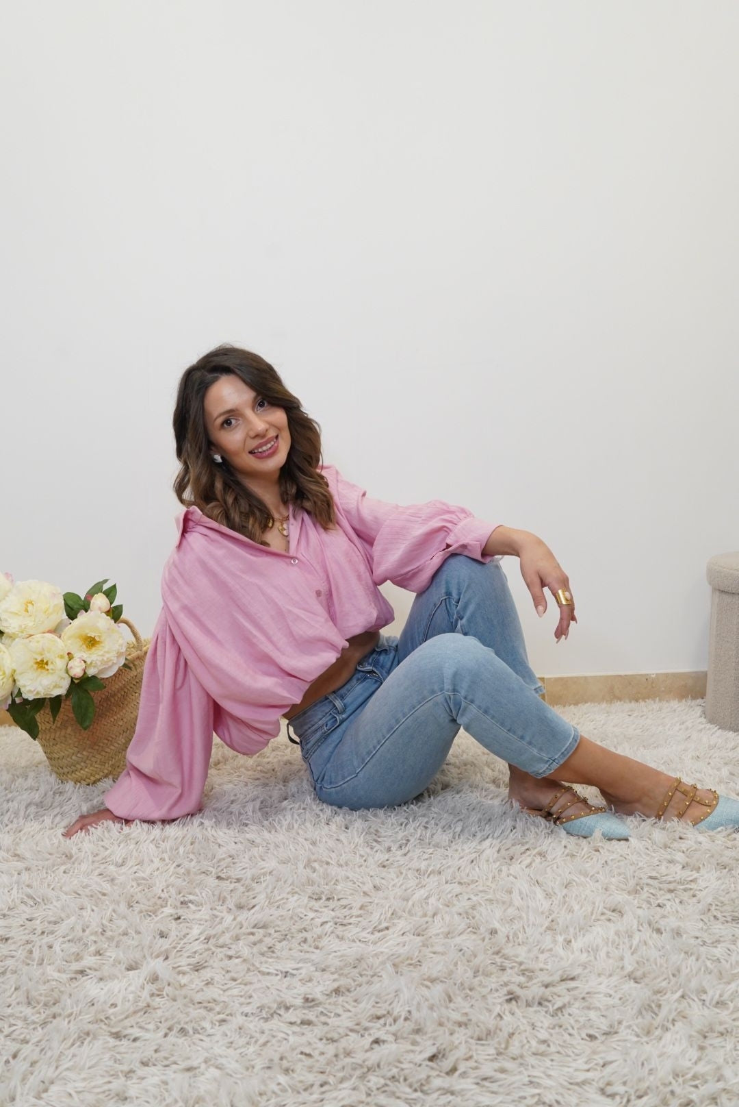 Blouse manches bouffantes Lina - Rose - Jad'Or la Mode- La mode au service-de-la-féminité