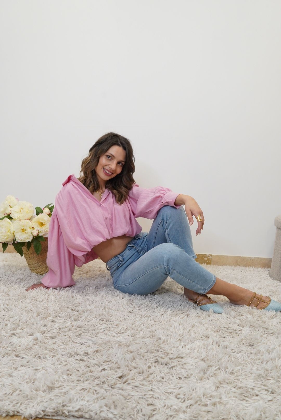 Blouse manches bouffantes Lina - Rose - Jad'Or la Mode- La mode au service-de-la-féminité