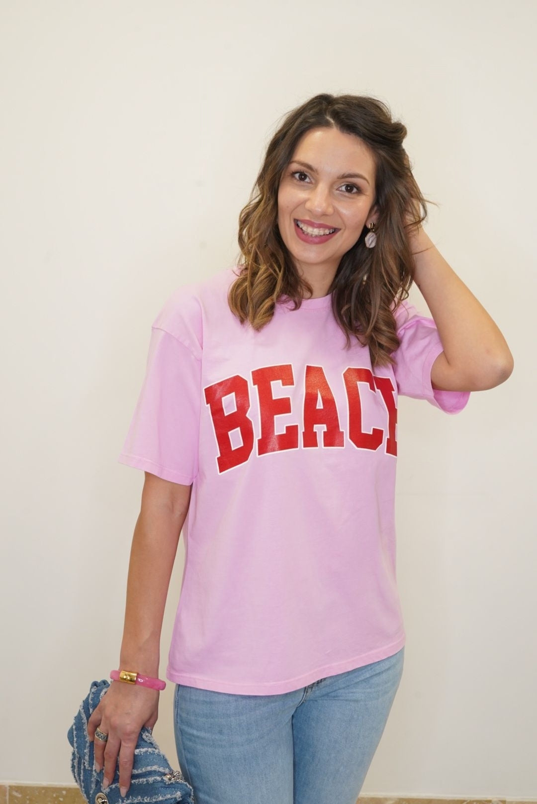 T-shirt Beach manches courtes - Rose / Rouge - Jad'Or la Mode- La mode au service-de-la-féminité