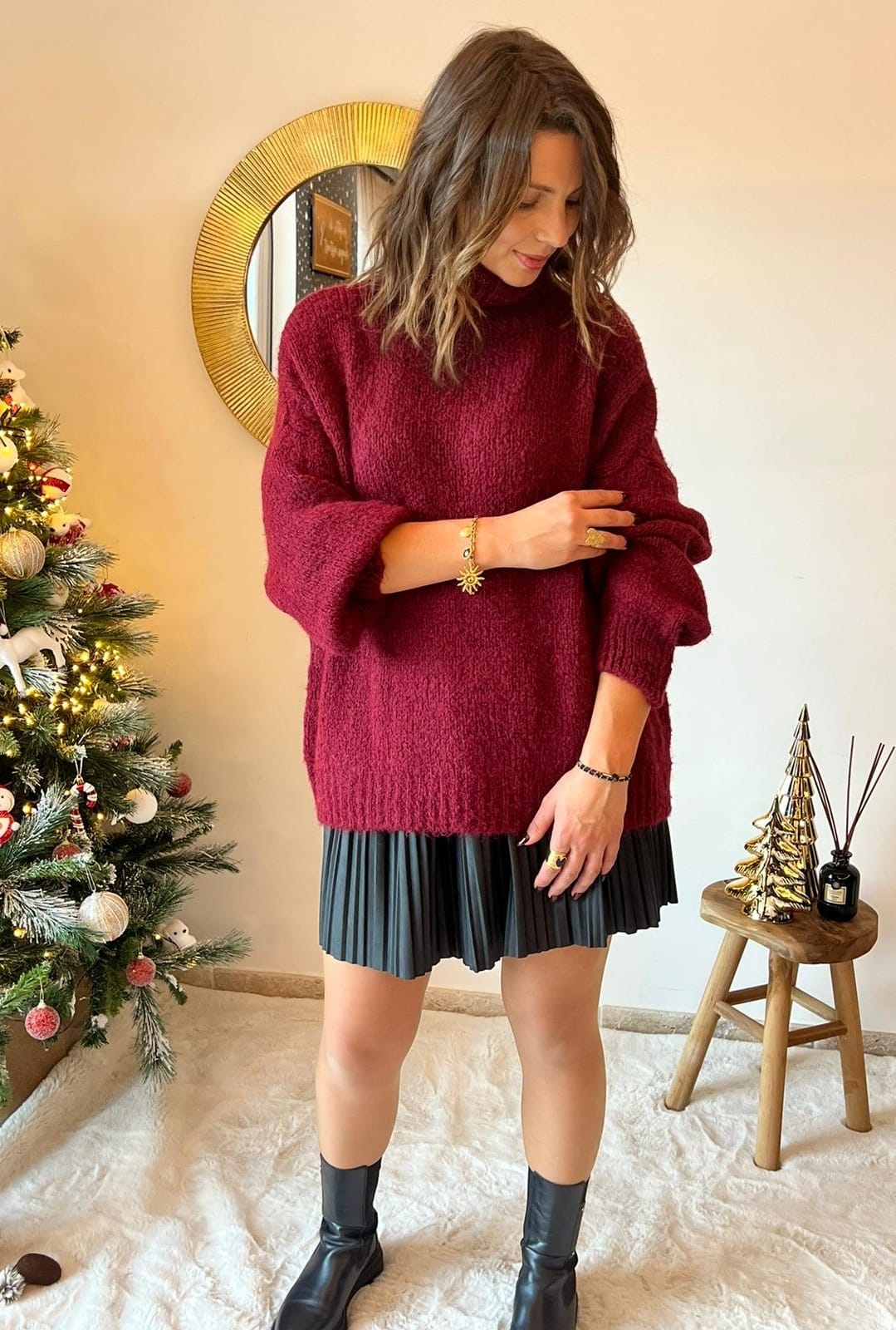 Jupe plissée en cuir