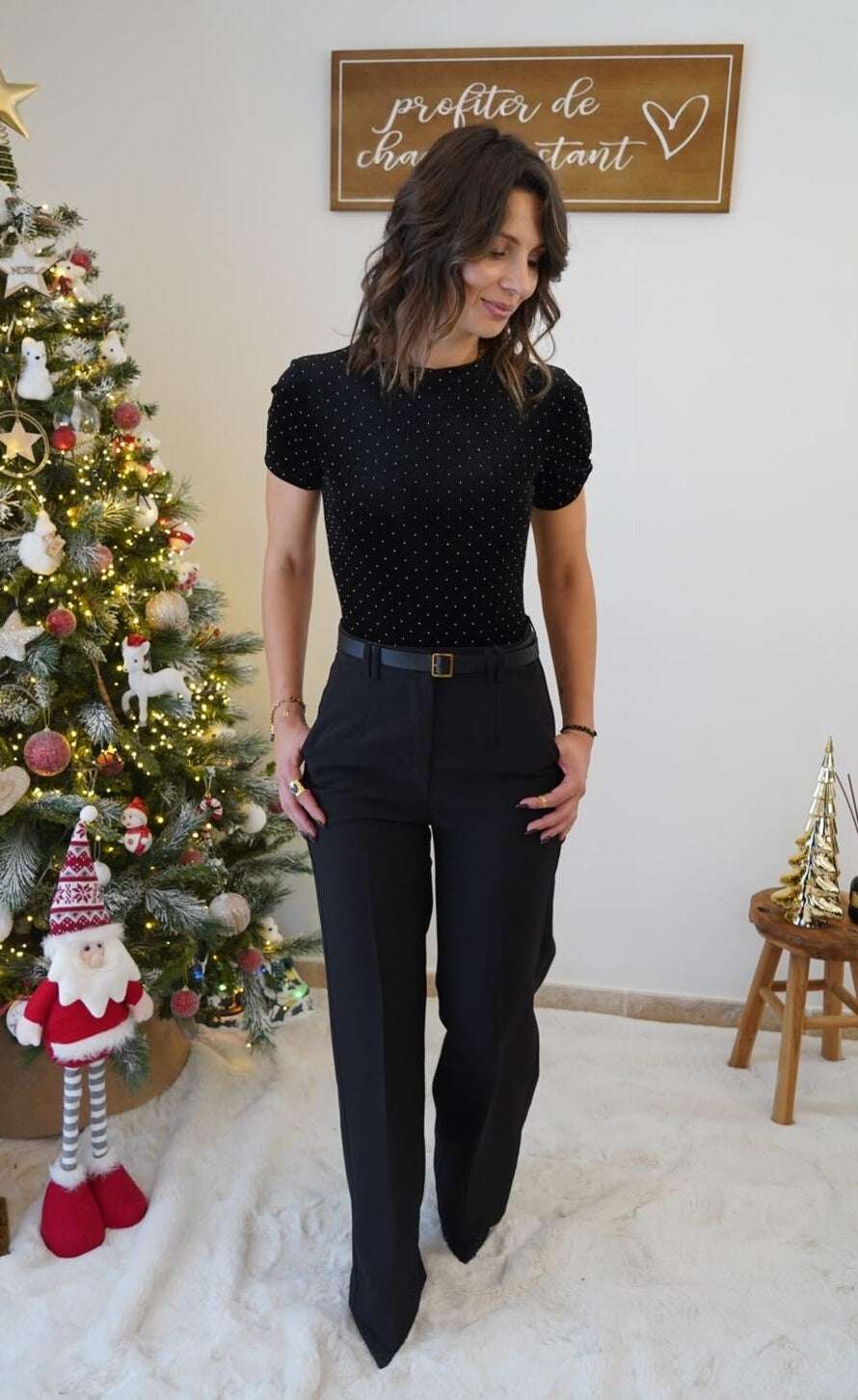 Pantalon Tailleur Noir - Jad'Or la Mode- La mode au service-de-la-féminité