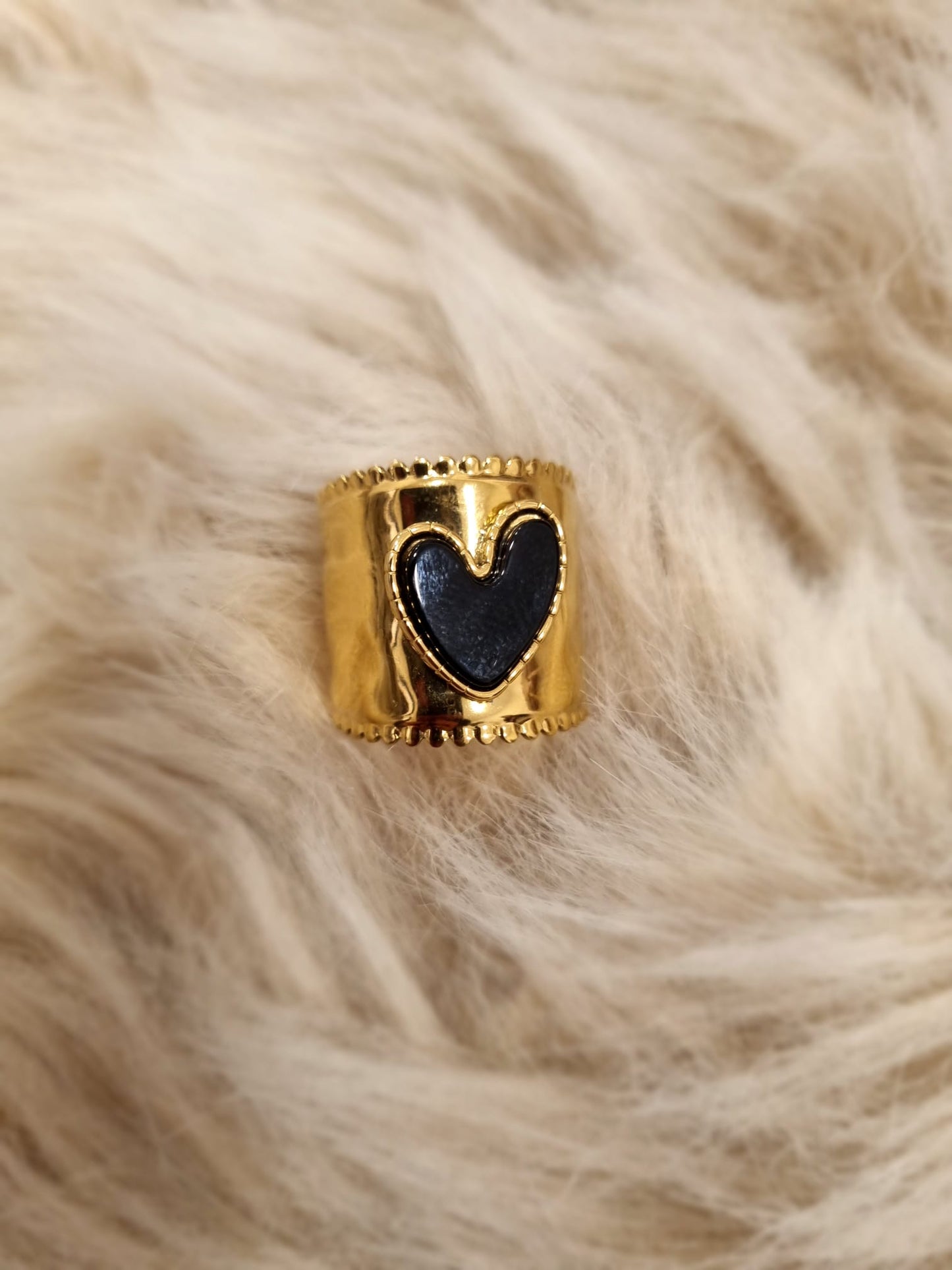 Bague Coeur Noir - Jad'Or la Mode- La mode au service-de-la-féminité