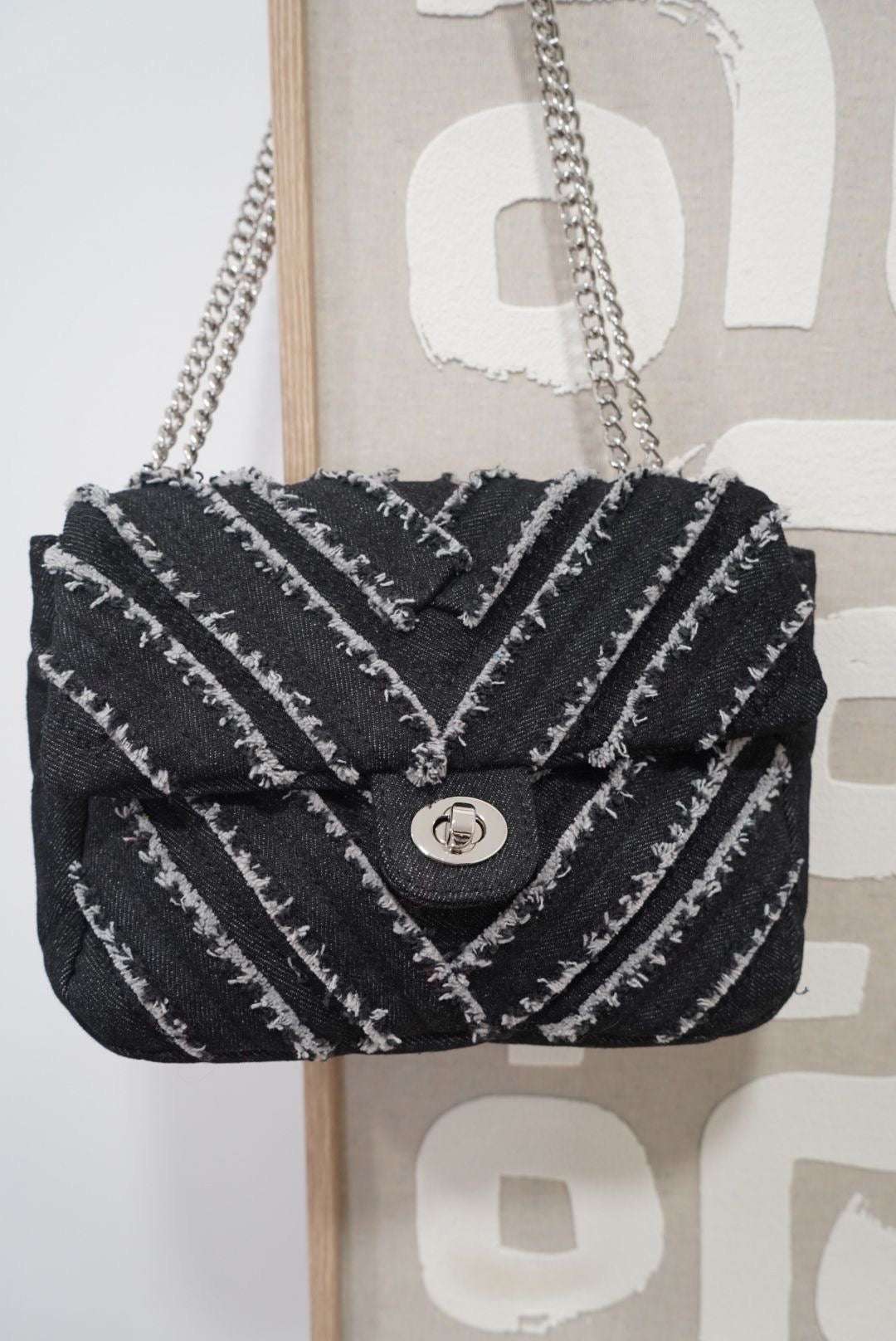 Sac en denim - Noir - Jad'Or la Mode- La mode au service-de-la-féminité