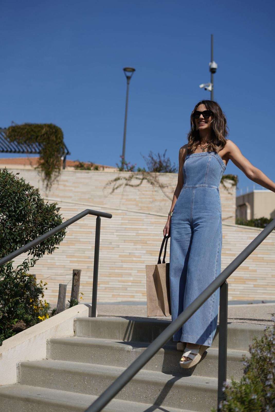 Combinaison en jean Luna – Salopette large – Look casual chic été - Jad'Or la Mode- La mode au service-de-la-féminité
