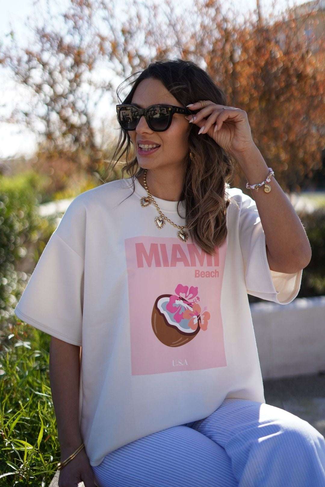 T-shirt oversize "MIAMI Beach" - Jad'Or la Mode- La mode au service-de-la-féminité