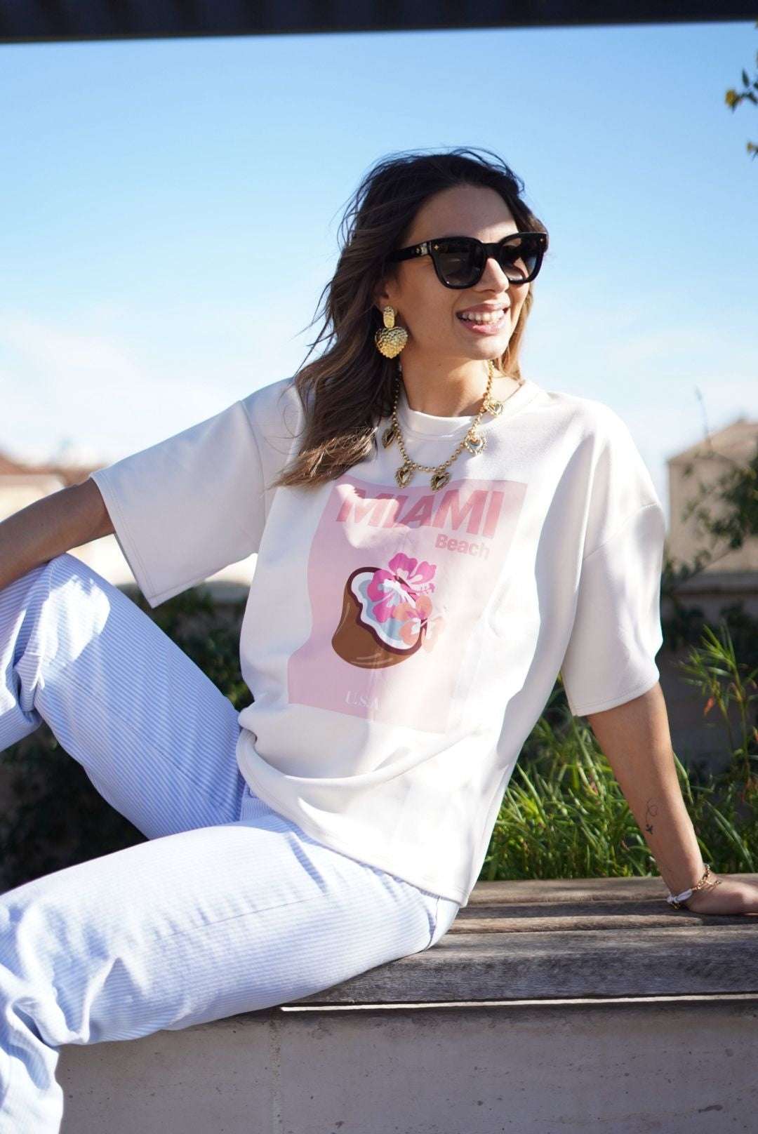 T-shirt oversize "MIAMI Beach" - Jad'Or la Mode- La mode au service-de-la-féminité