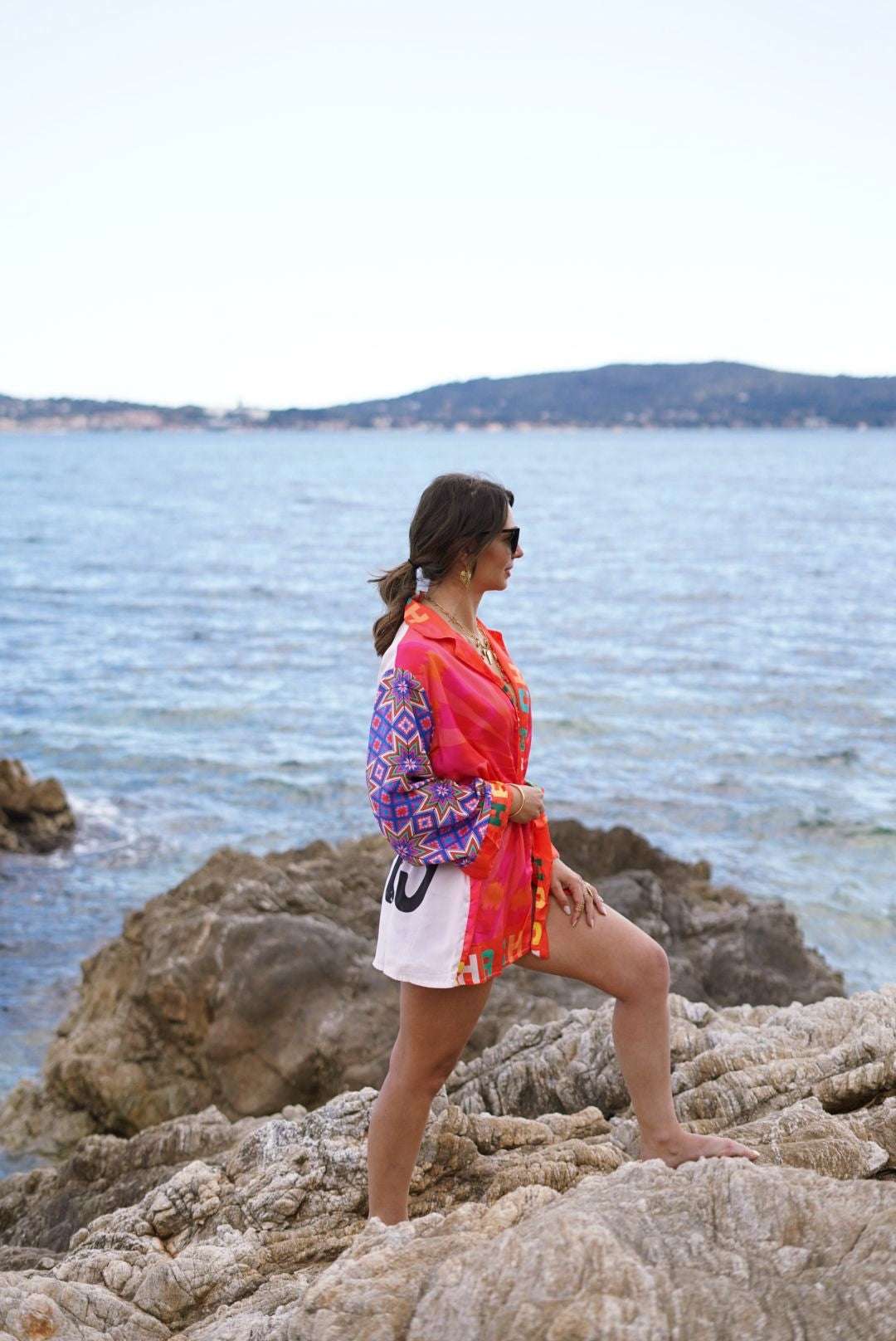 Kimono en soie coloré "Live Happy"- Nouvelle collection tendance été - Jad'Or la Mode- La mode au service-de-la-féminité