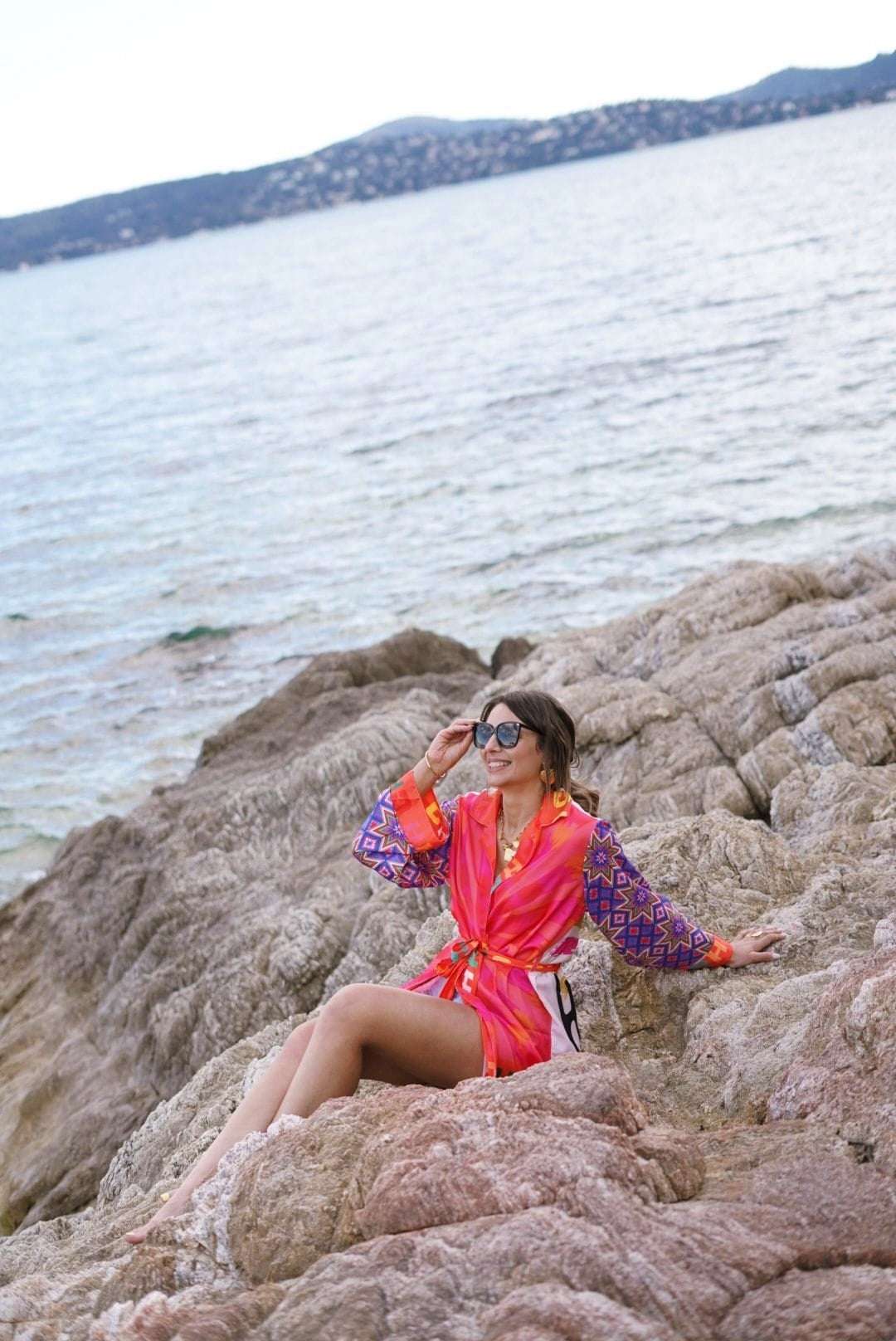 Kimono en soie coloré "Live Happy"- Nouvelle collection tendance été - Jad'Or la Mode- La mode au service-de-la-féminité