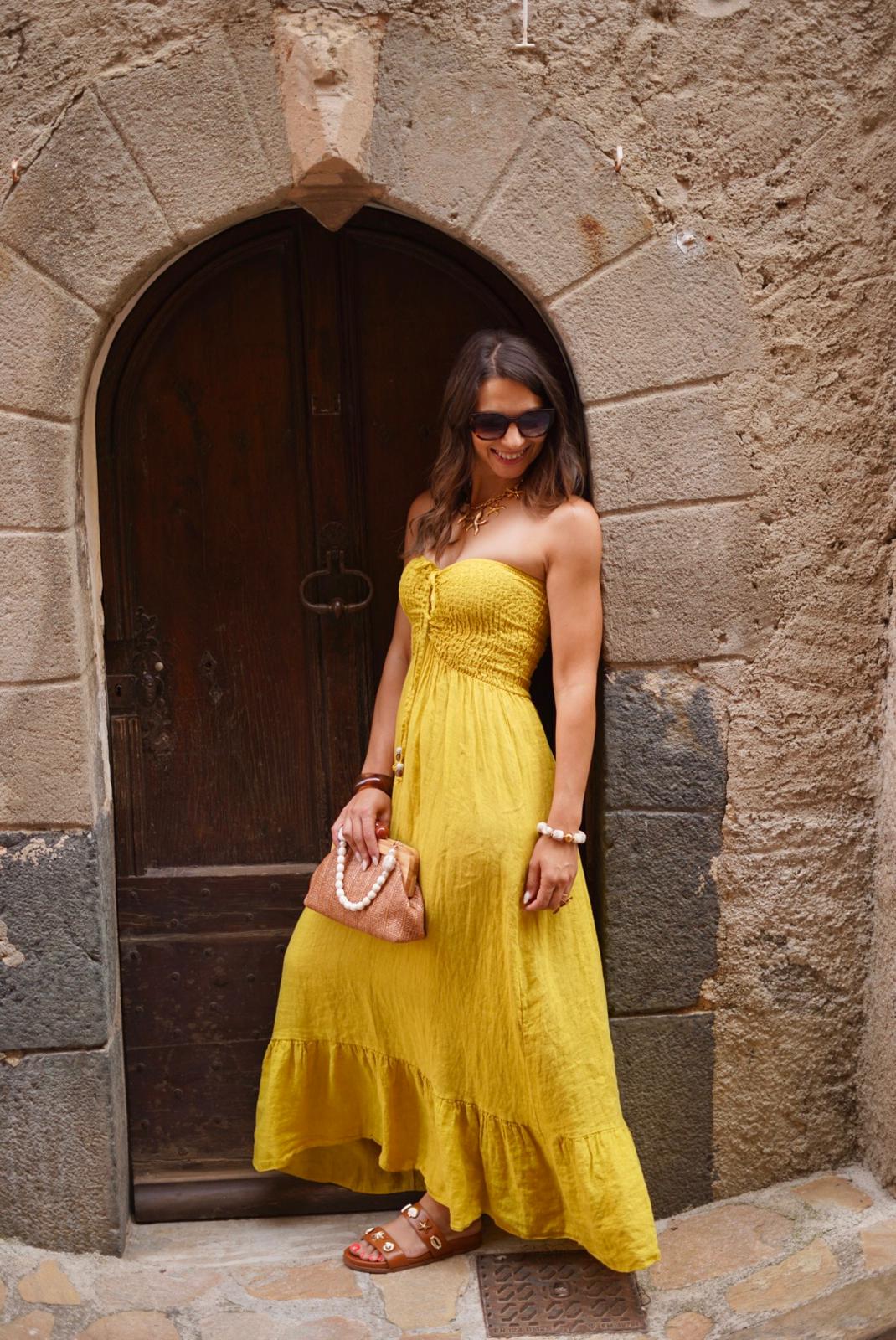 Robe Solea longue 100% lin - Moutarde