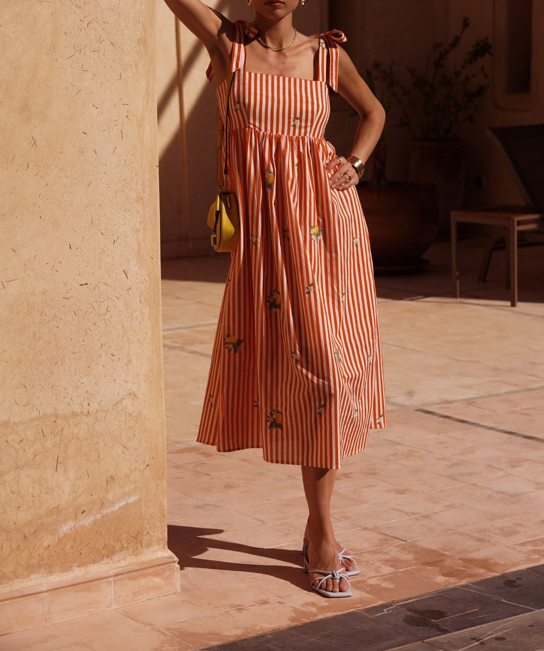 Robe rayée bordée - 100% coton