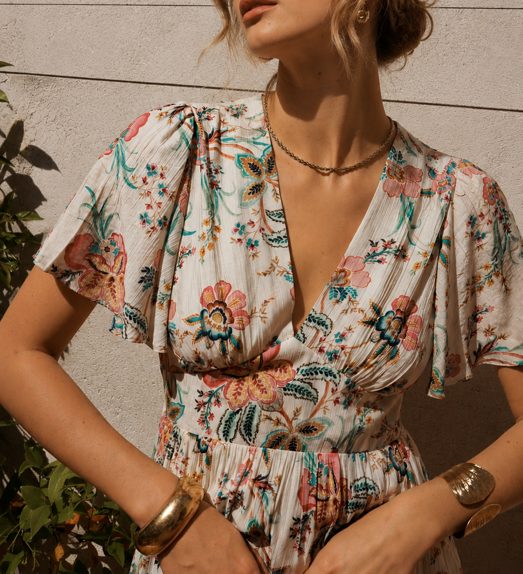 Robe longue fleurie - 100% coton