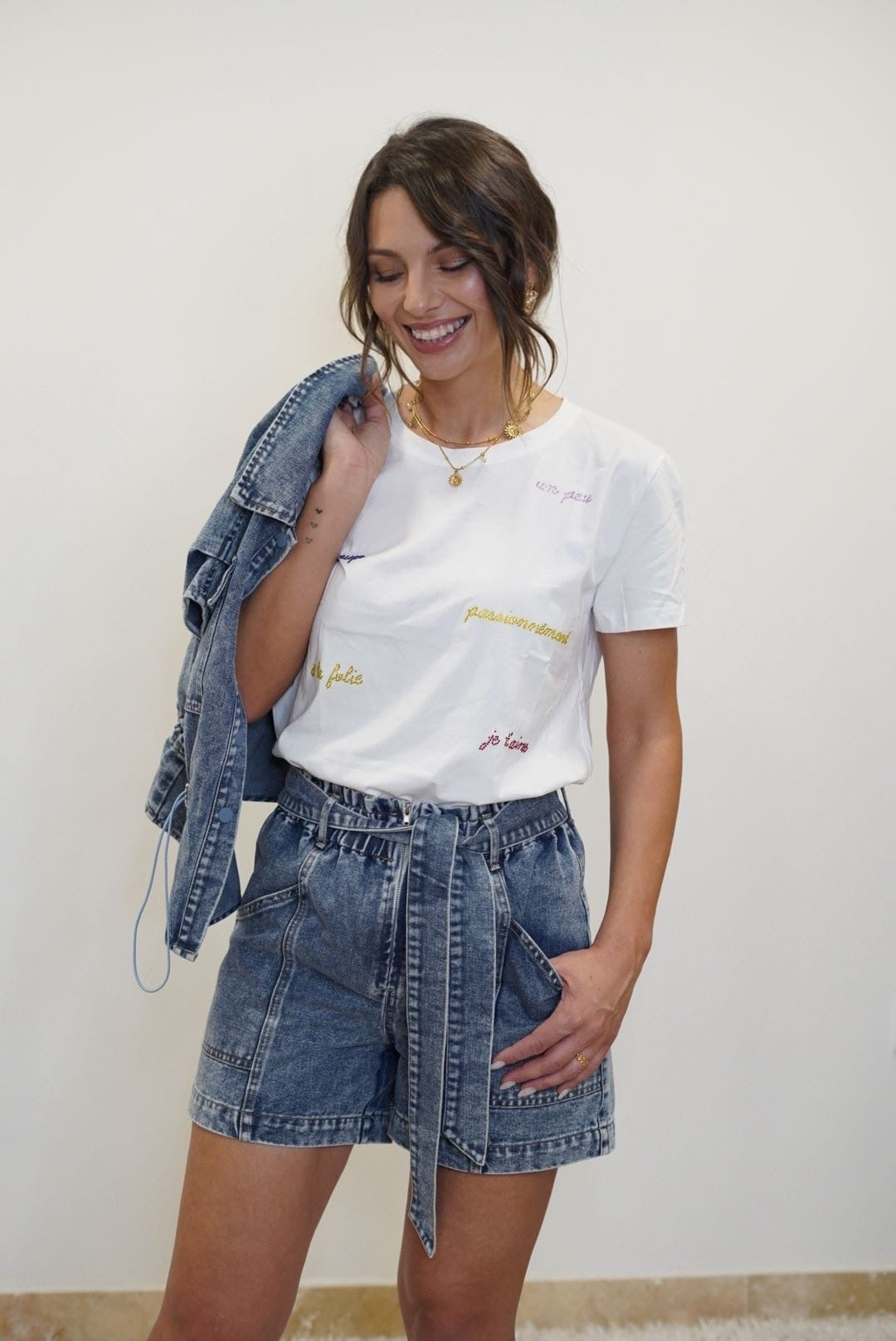 T-shirt manches courtes Je t’aime - blanc - Jad'Or la Mode- La mode au service-de-la-féminité