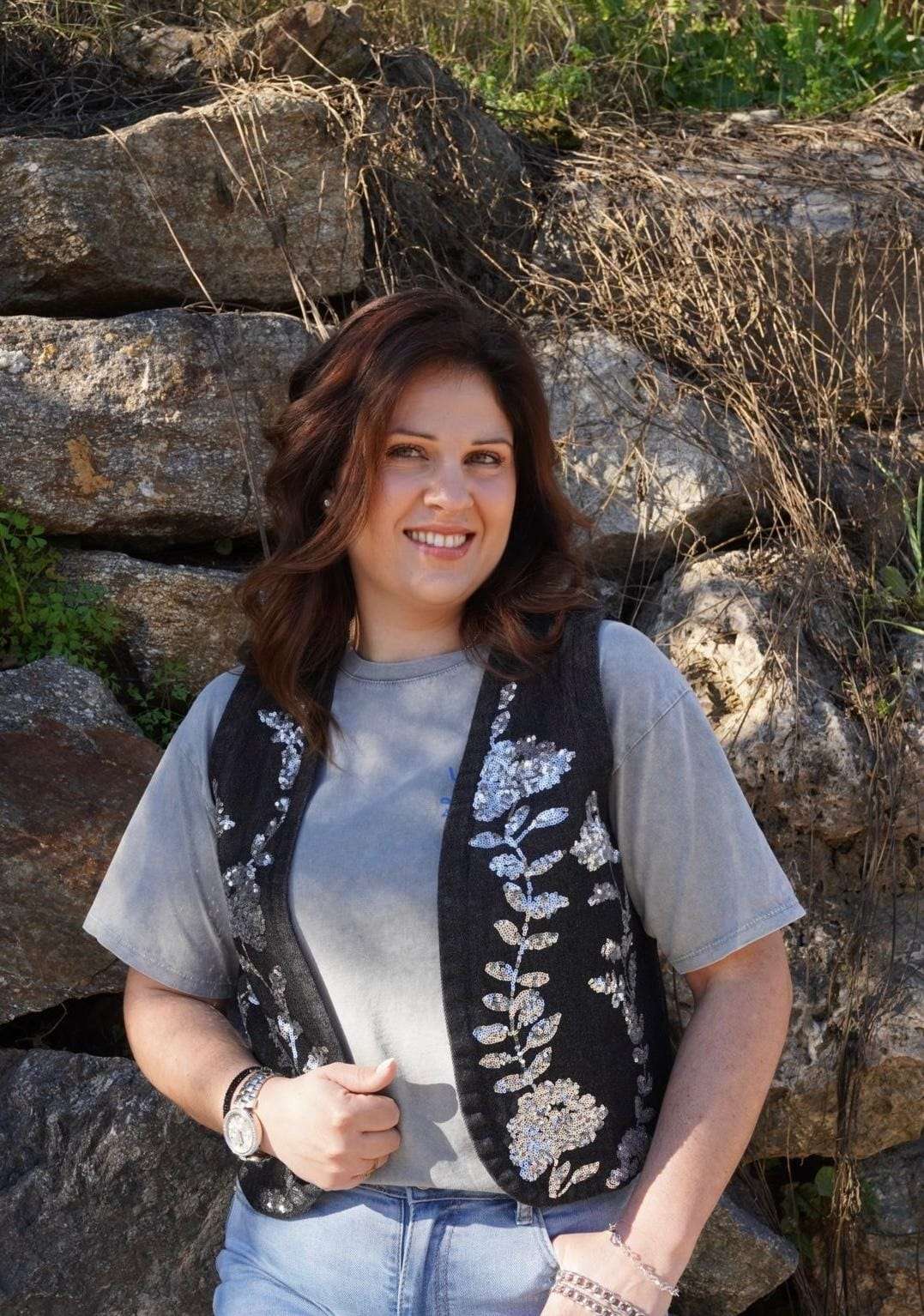 Gilet sans manches Denim - noir - Jad'Or la Mode- La mode au service-de-la-féminité