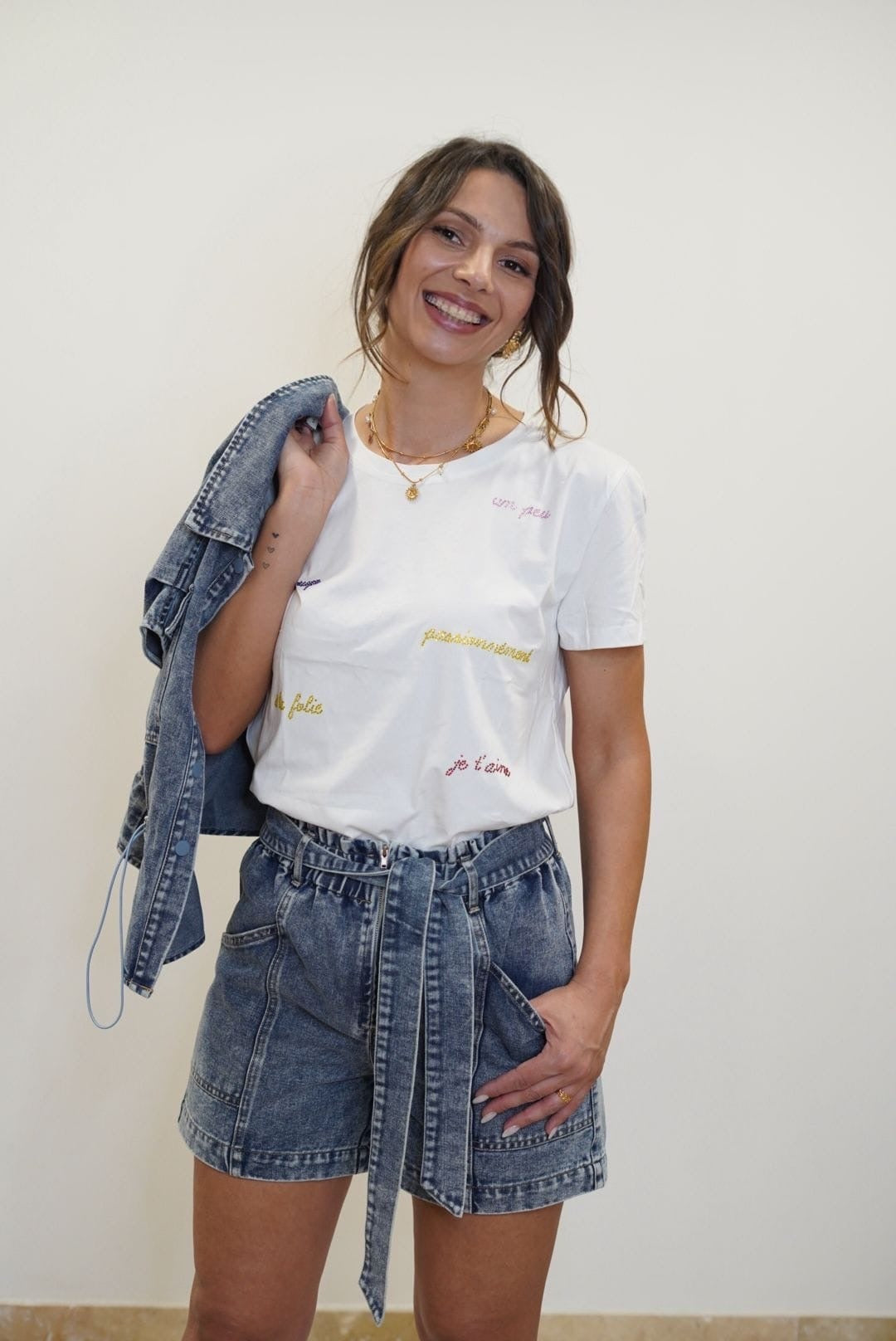 T-shirt manches courtes Je t’aime - blanc - Jad'Or la Mode- La mode au service-de-la-féminité