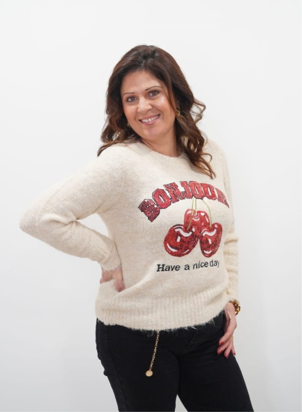 Pull Bonjour Beige