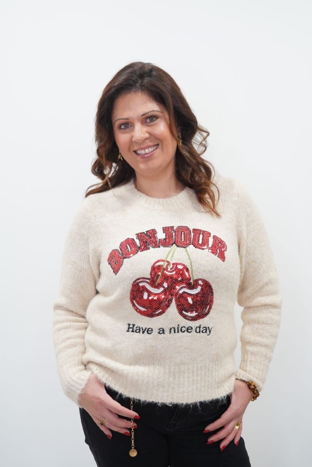 Pull Bonjour Beige