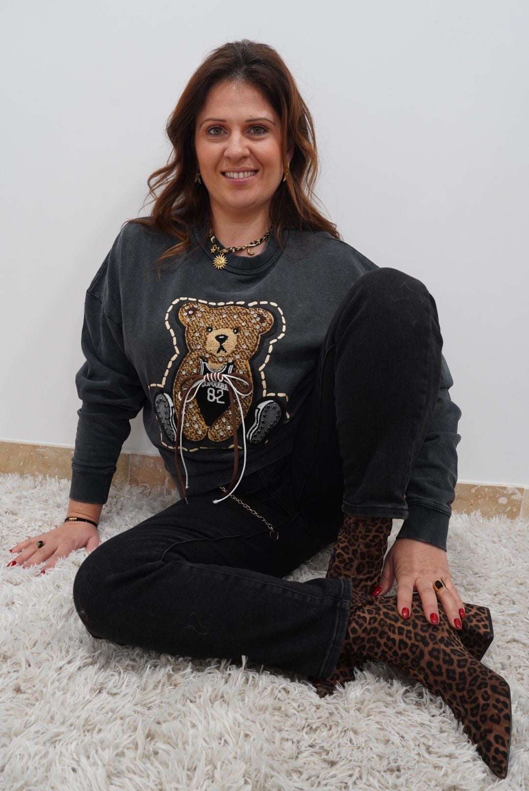 Sweat-shirt Teddy - Noir - Jad'Or la Mode- La mode au service-de-la-féminité