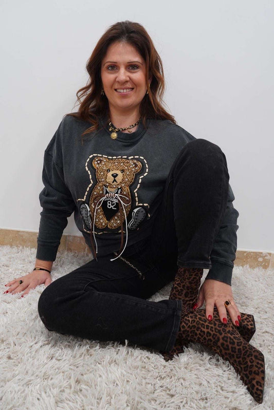 Sweat-shirt Teddy - Noir - Jad'Or la Mode- La mode au service-de-la-féminité