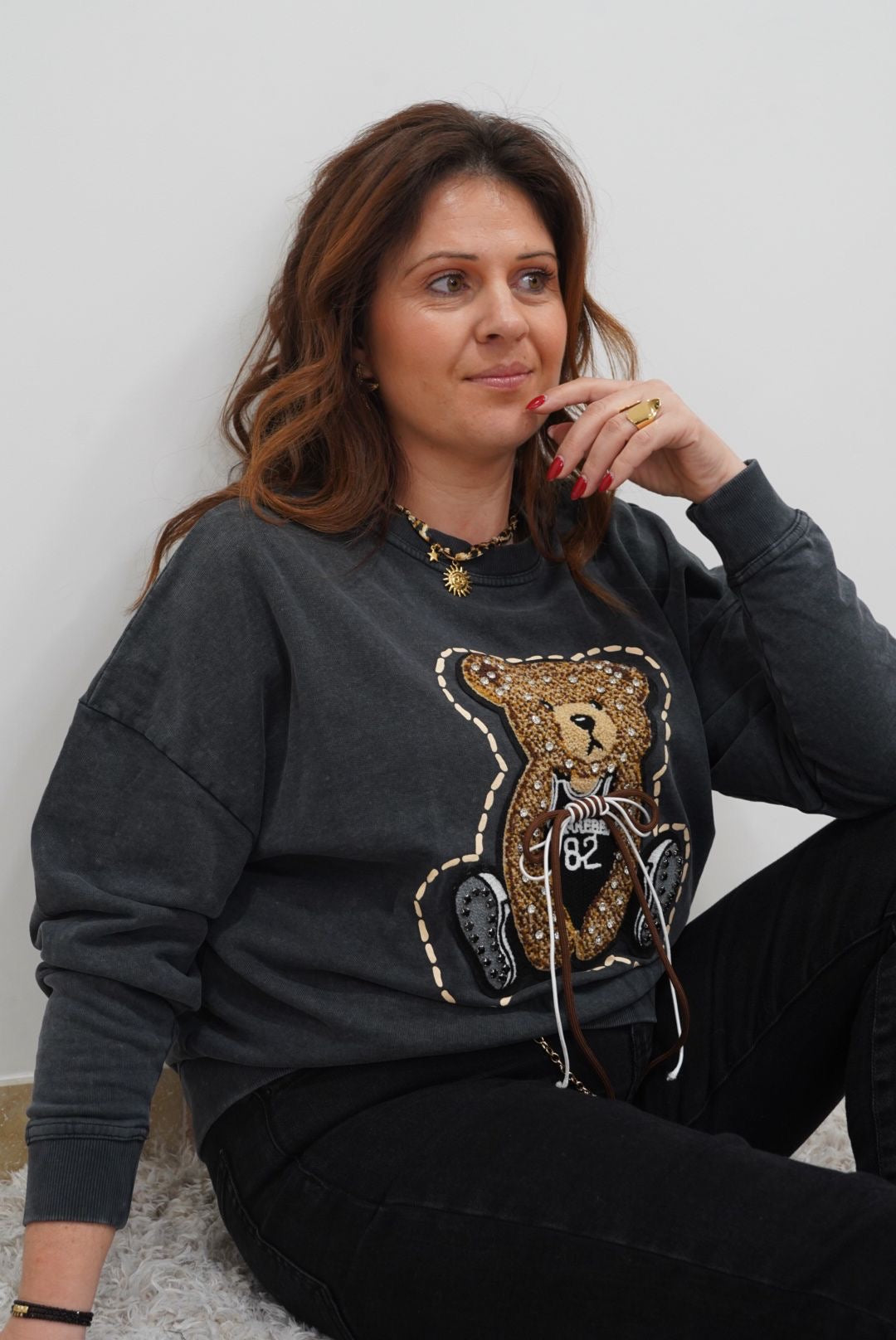 Sweat-shirt Teddy - Noir - Jad'Or la Mode- La mode au service-de-la-féminité