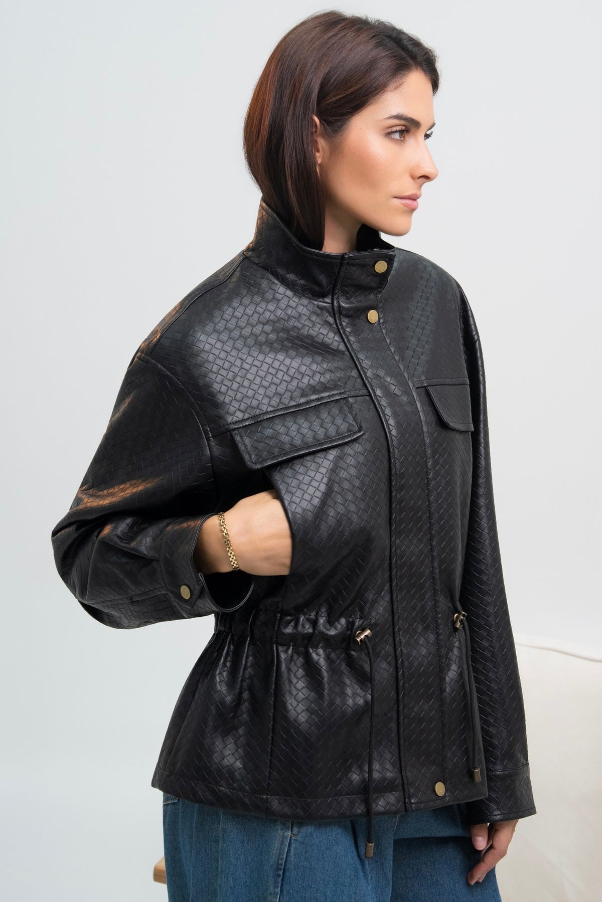 Veste texturé en similicuir noir 🖤