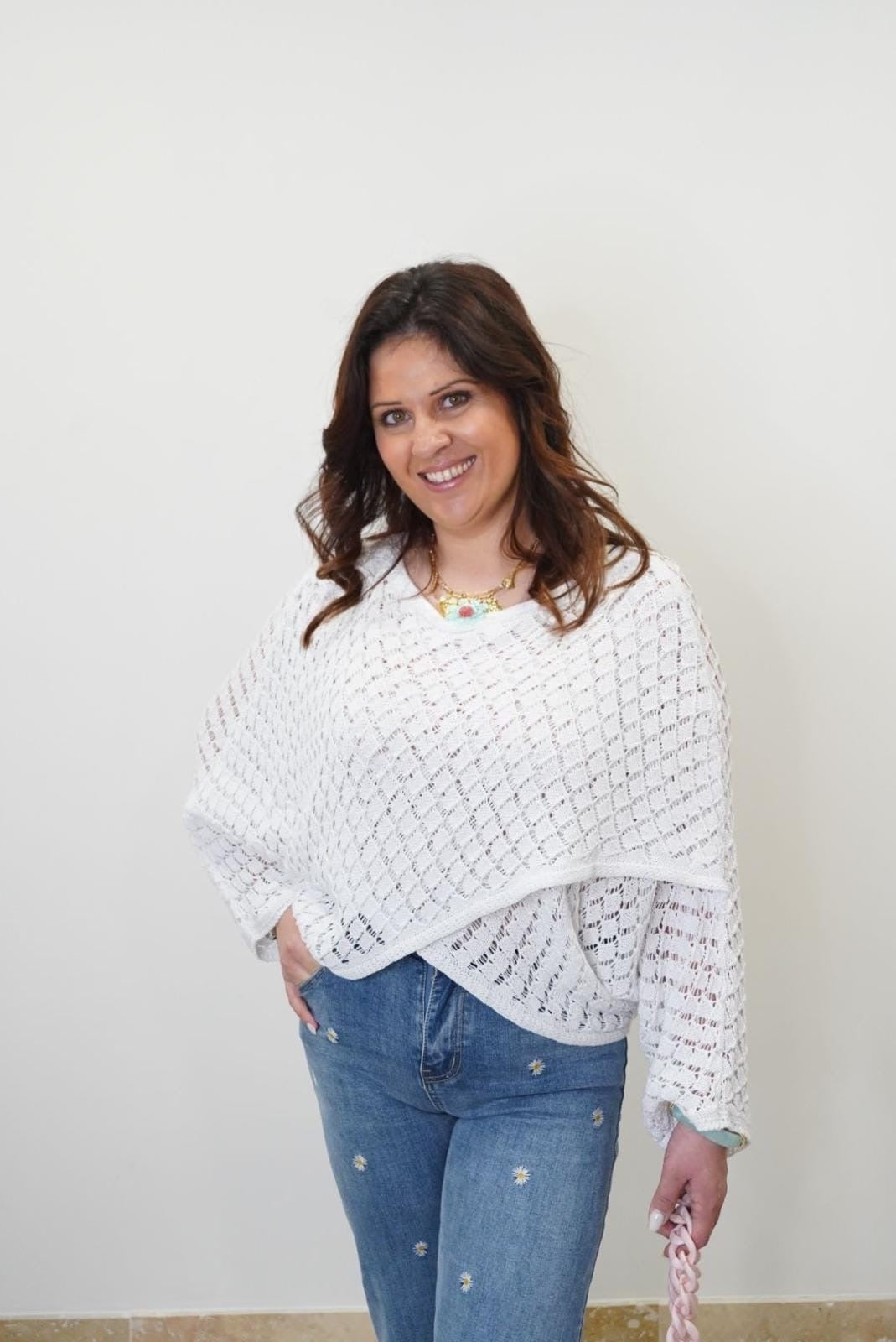Pull Mélissa Blanc - Manches évasées - Jad'Or la Mode- La mode au service-de-la-féminité