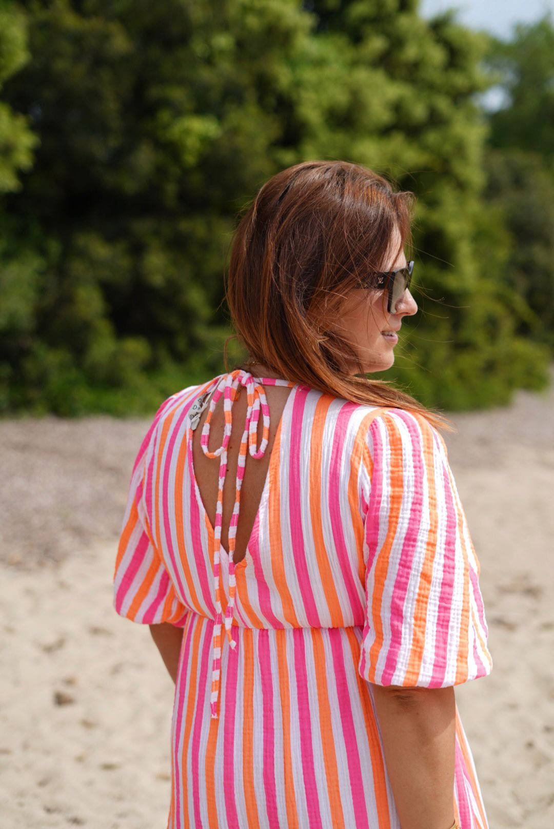 Robe rayée multicolore, en gaze de coton - Style bohème & Estival