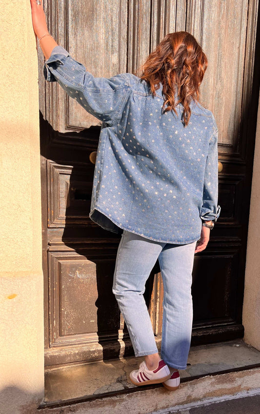 Veste Melissa en Denim et strass - Jad'Or la Mode- La mode au service-de-la-féminité