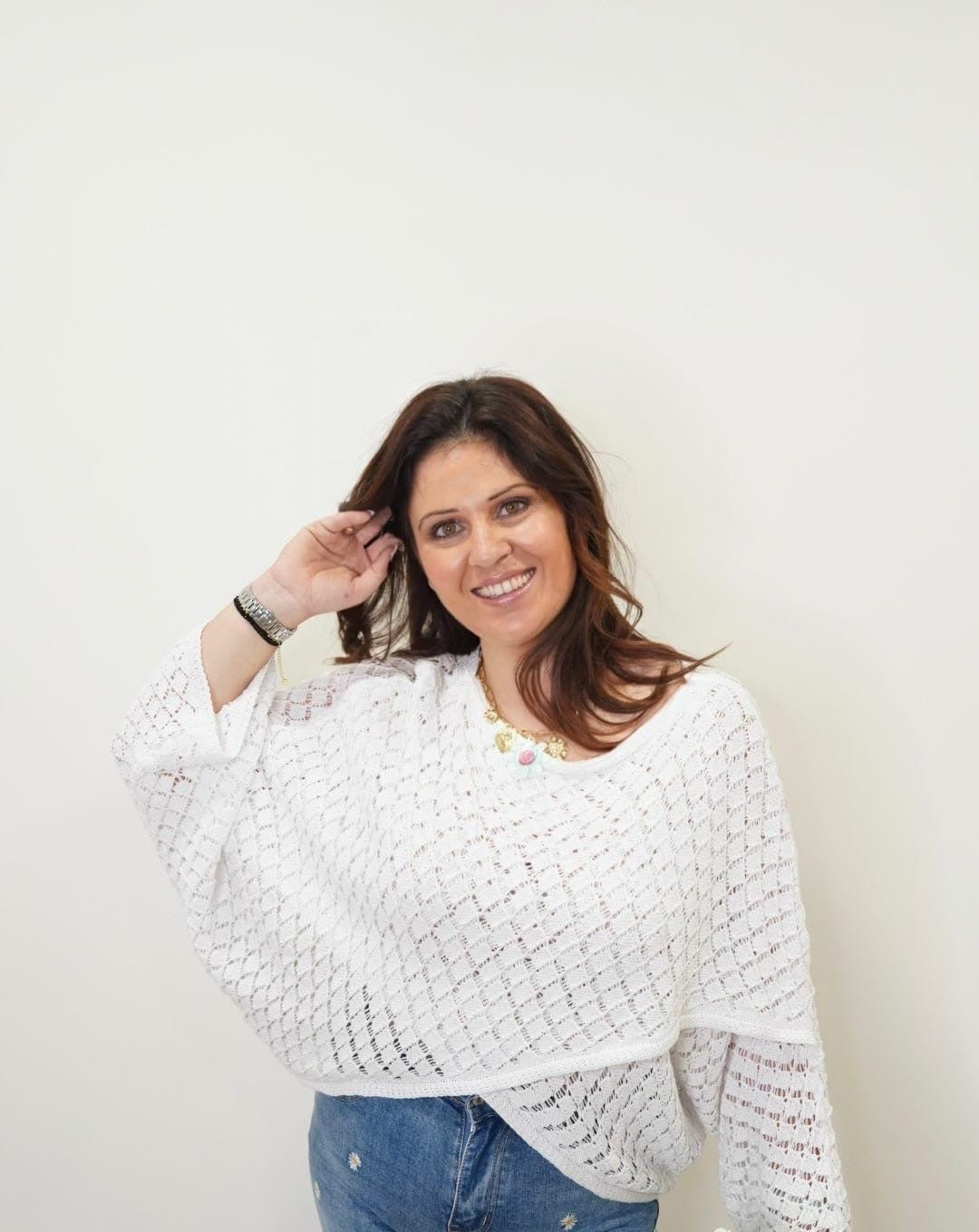 Pull Mélissa Blanc - Manches évasées - Jad'Or la Mode- La mode au service-de-la-féminité