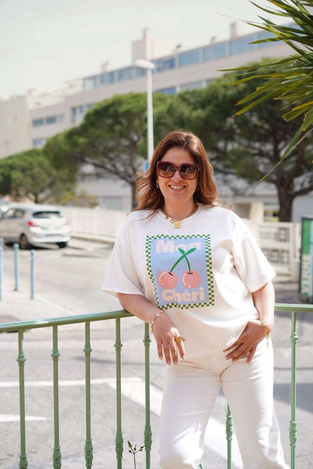 T-Shirt femme imprimé Mon Chéri - Blanc - Jad'Or la Mode- La mode au service-de-la-féminité