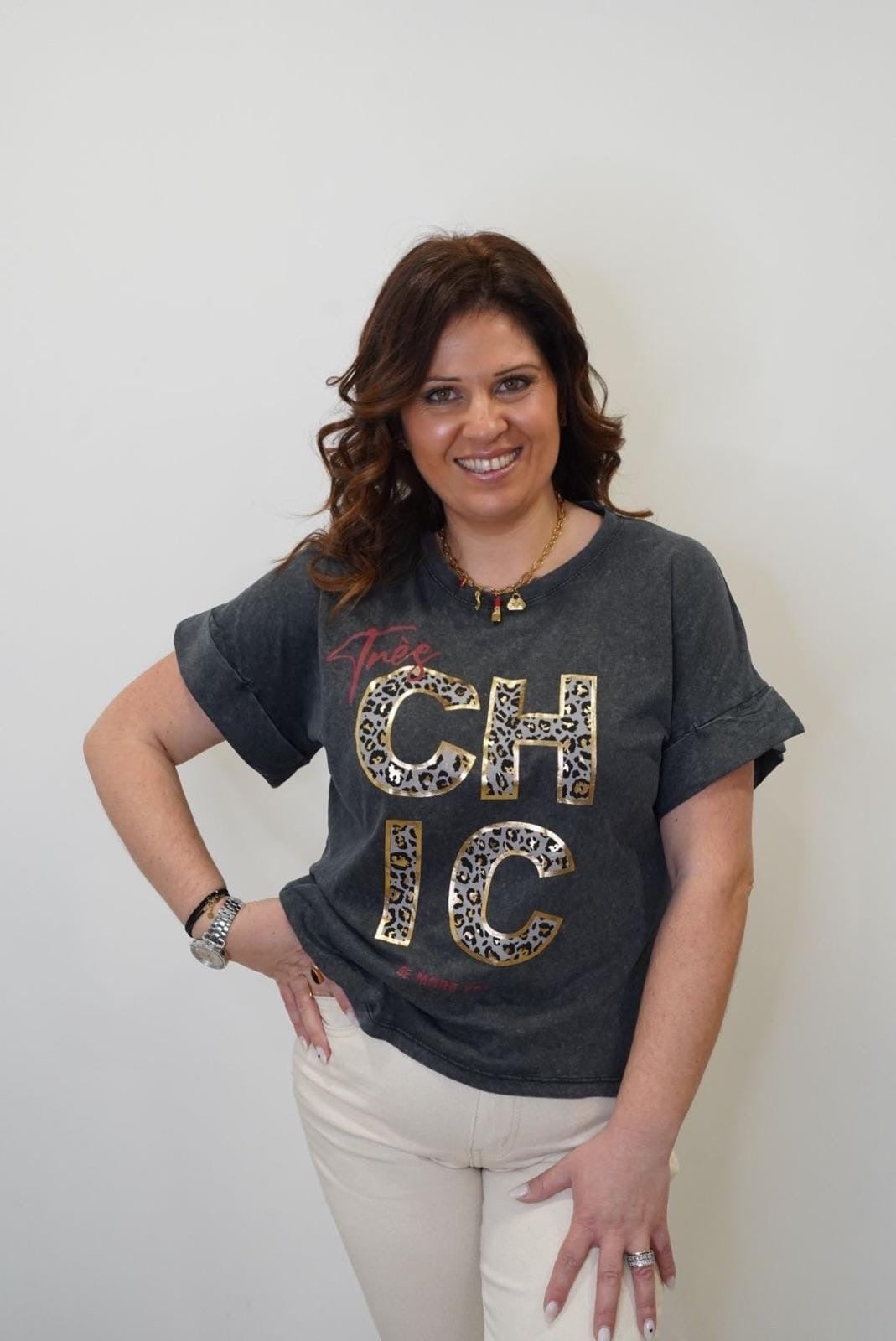 T-shirt Très Chic - Gris Foncé - Jad'Or la Mode- La mode au service-de-la-féminité