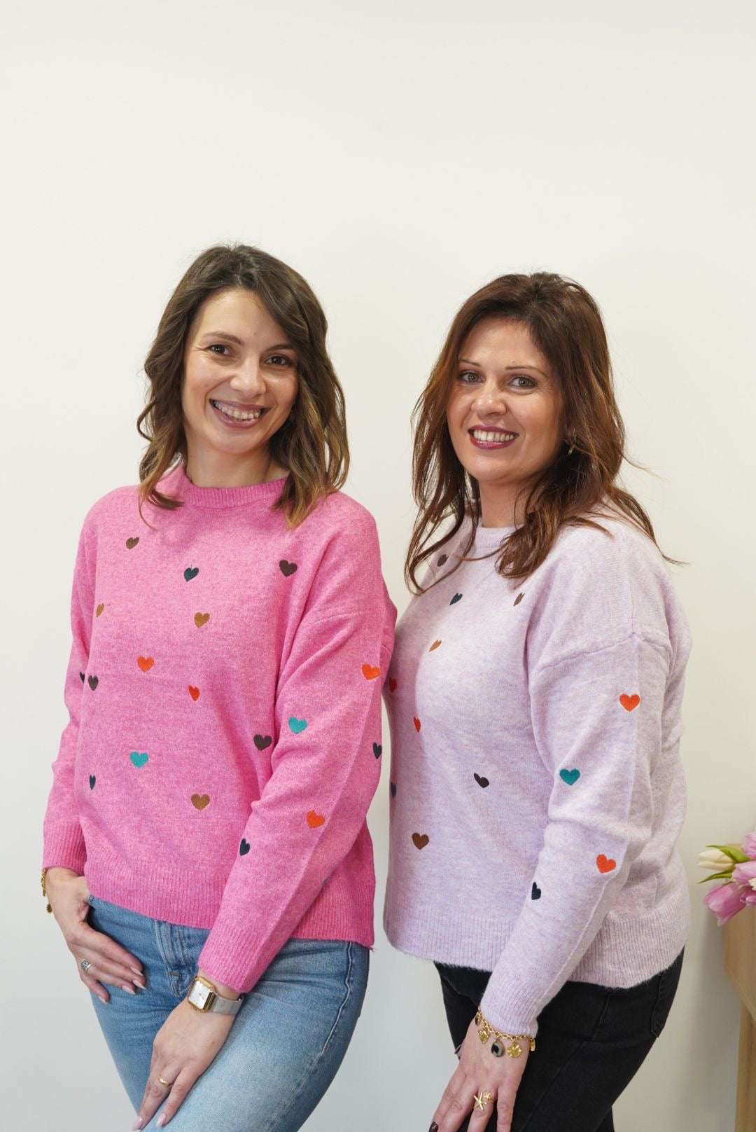 Pull brodé Cœurs - Lilas - Jad'Or la Mode- La mode au service-de-la-féminité